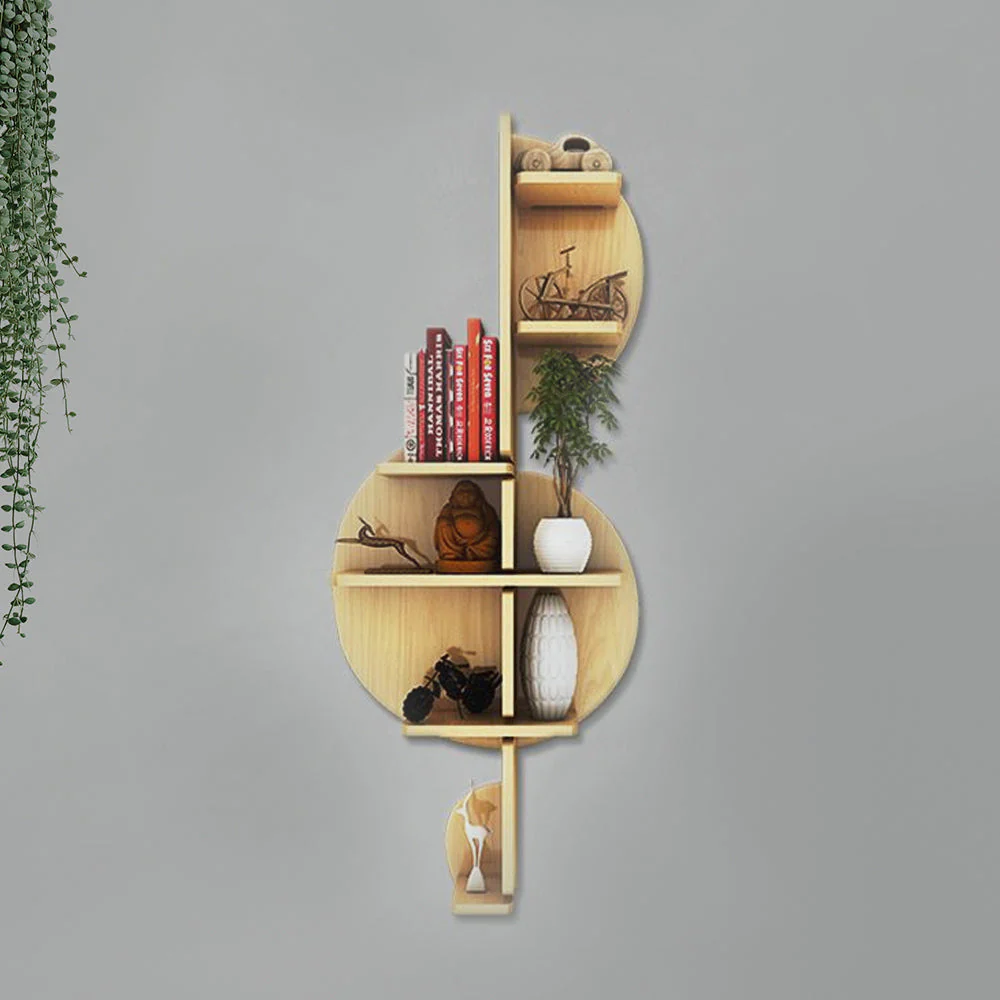 Music Note Backlit Designer Wooden Wall Shelf / Book Shelf / Night Light, Light Oak Finish - Image 4