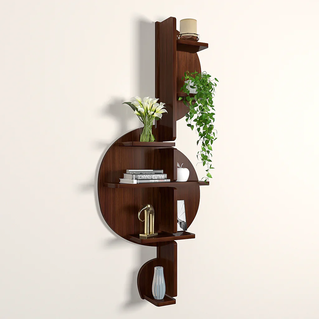 Music Note Backlit Designer Wooden Wall Shelf / Book Shelf / Night Light, Walnut Finish - Image 4