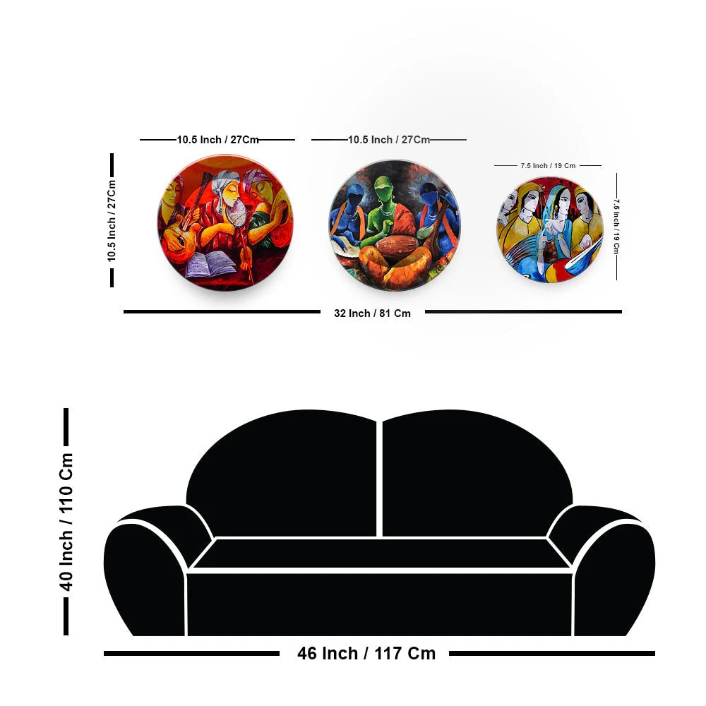 Musician Playing Music Instruments Art Wall Plates Set of 3 - Image 6
