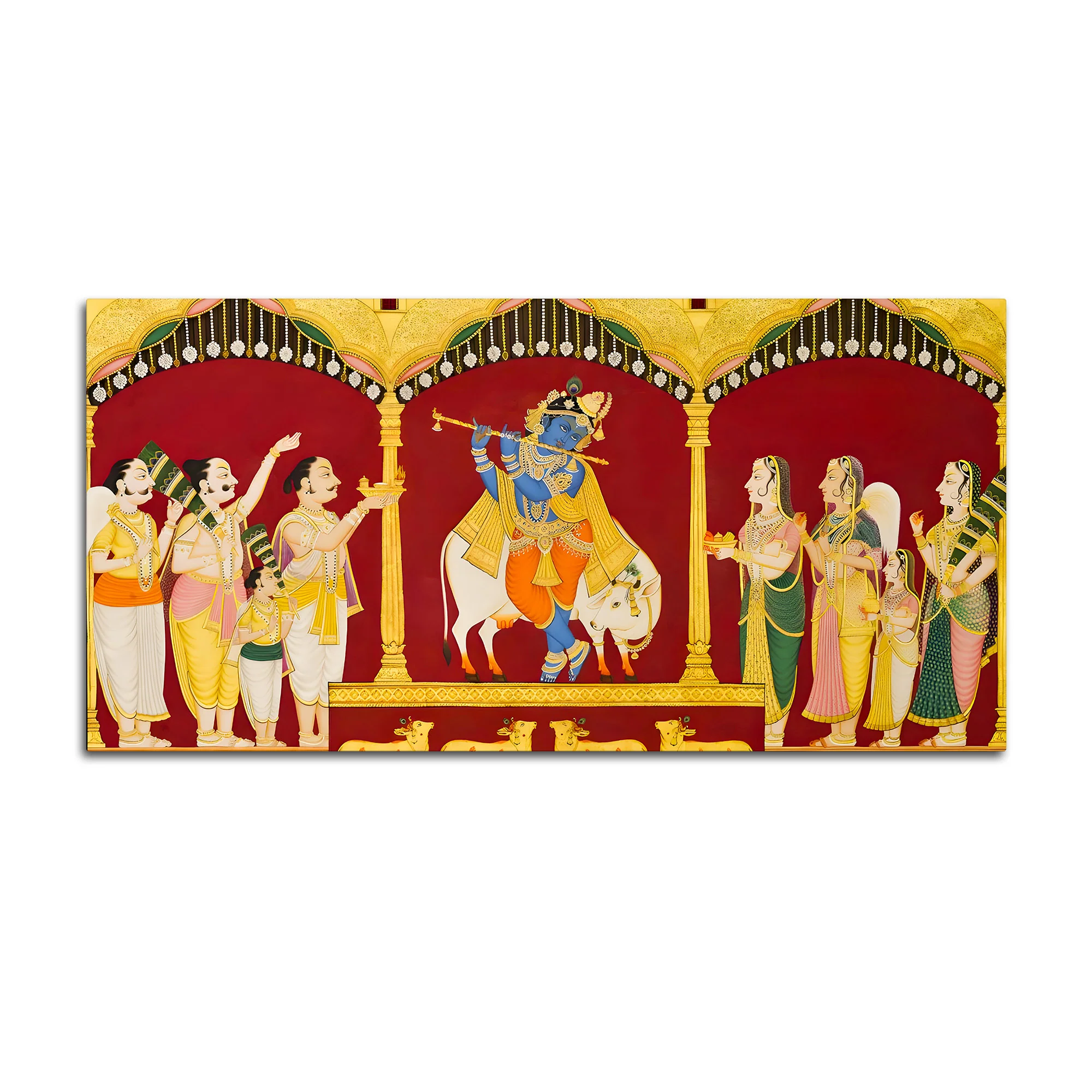 Mythological Krishna Wall Painting | Spiritual Living Room Decor - Image 4