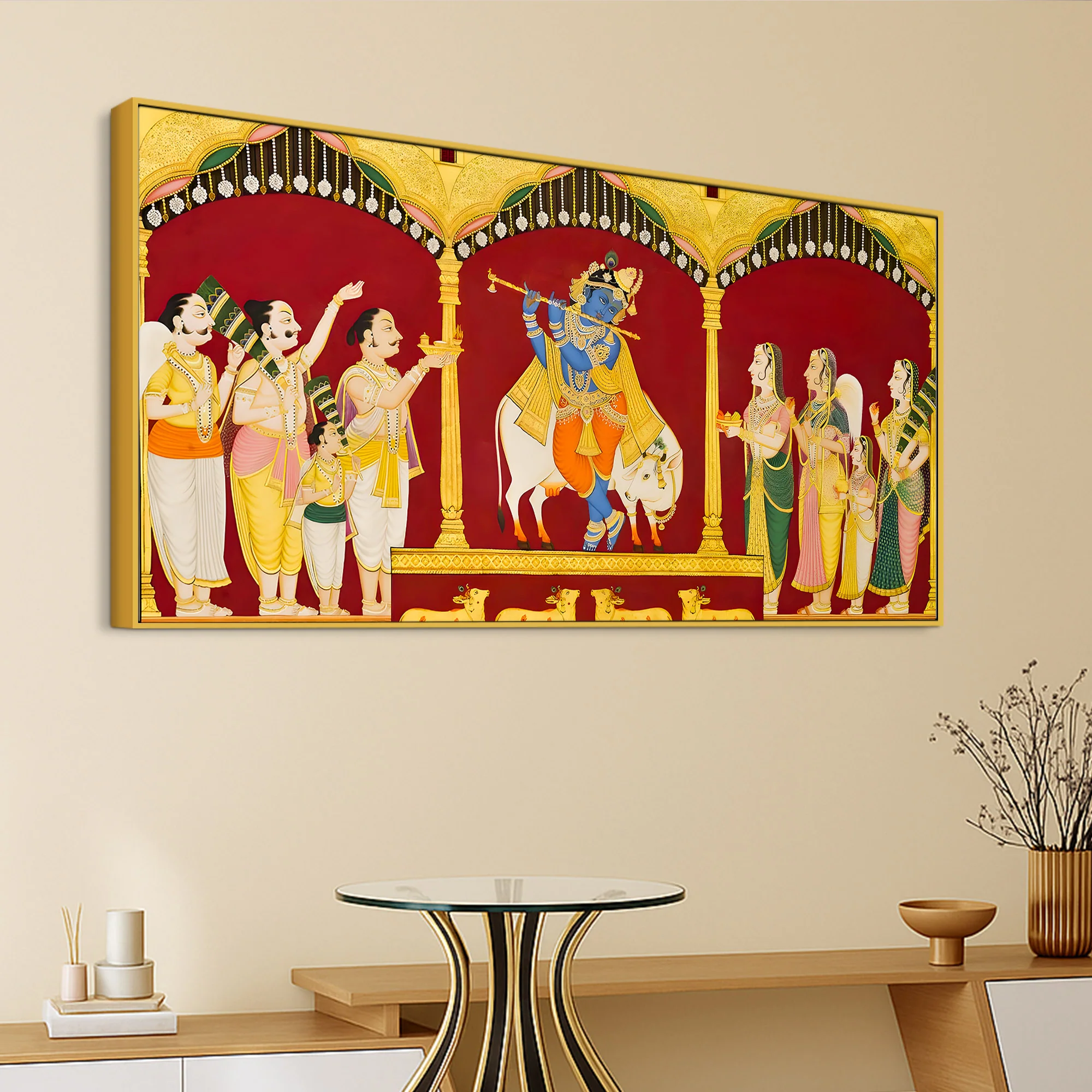 Mythological Krishna Wall Painting | Spiritual Living Room Decor - Image 5