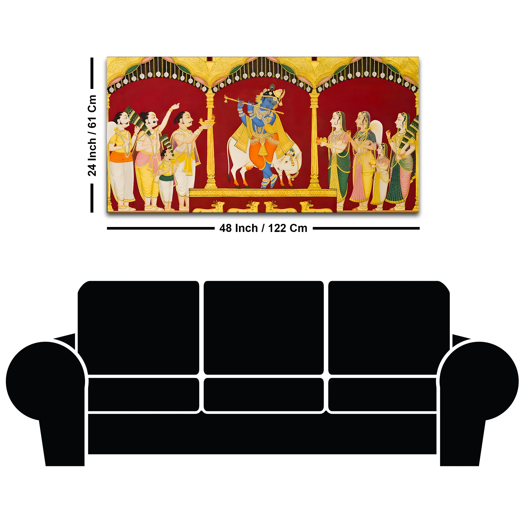 Mythological Krishna Wall Painting | Spiritual Living Room Decor - Image 8