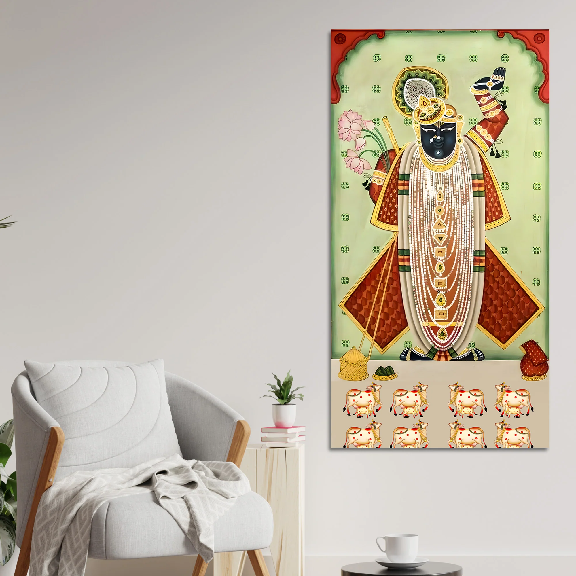 Nathdwara Shrinathji Pichwai Canvas Wall Painting | Indian Religious Wall Décor Art - Image 3