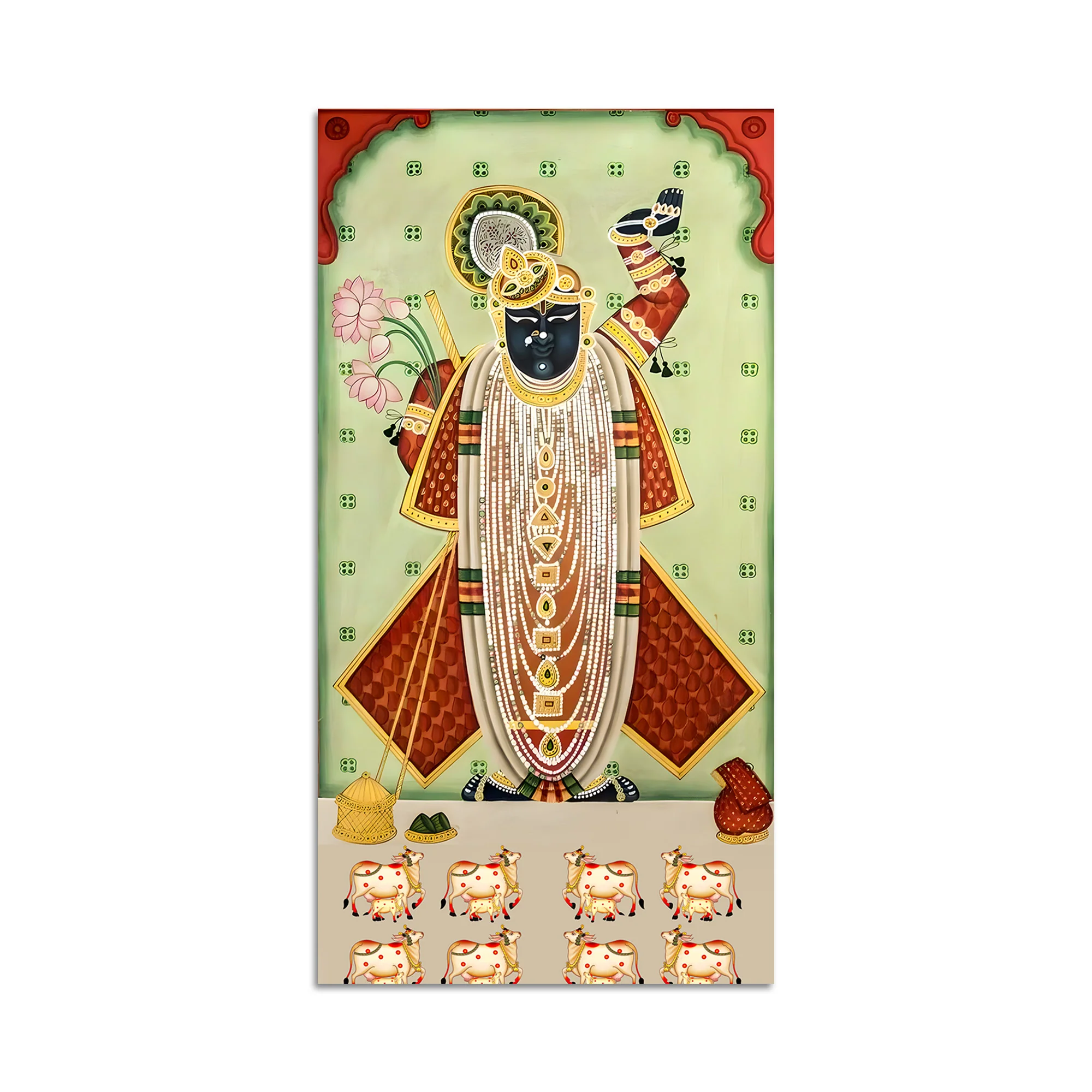 Nathdwara Shrinathji Pichwai Canvas Wall Painting | Indian Religious Wall Décor Art - Image 4