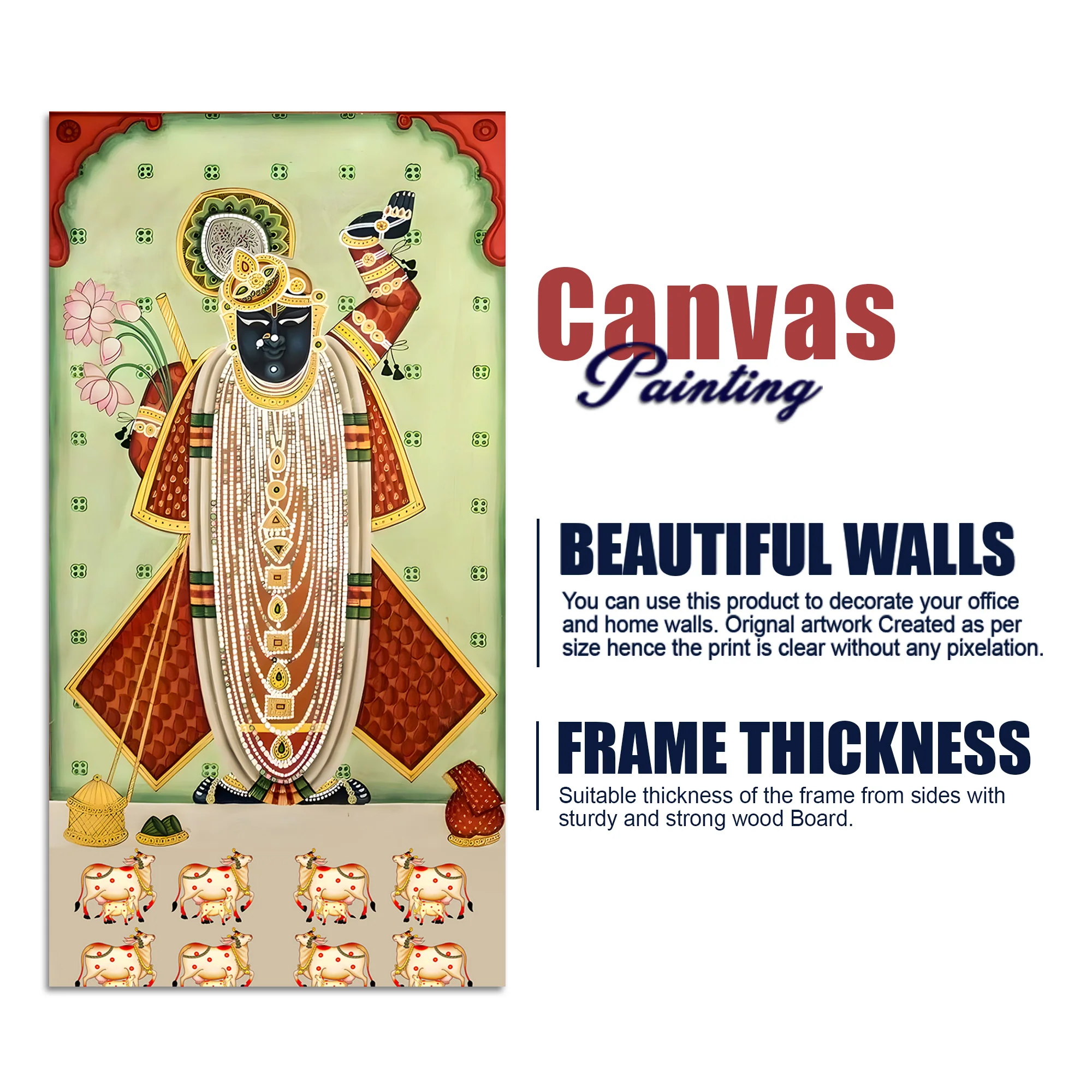 Nathdwara Shrinathji Pichwai Canvas Wall Painting | Indian Religious Wall Décor Art - Image 7