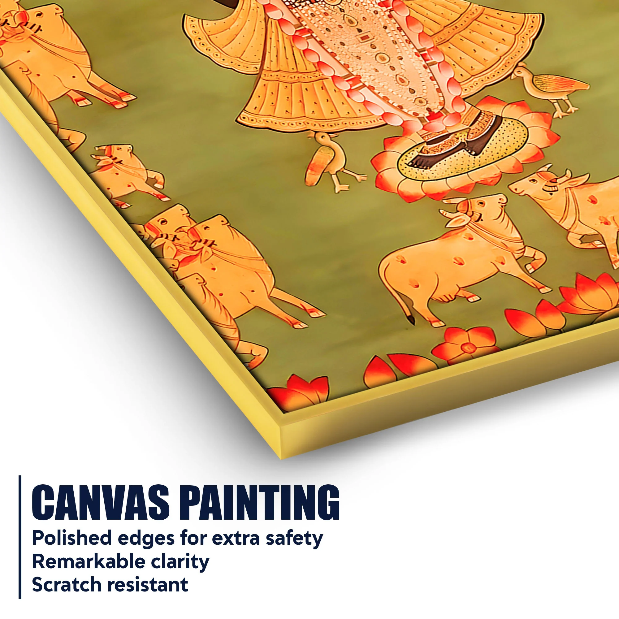 Nathdwara Style Shrinath Ji Cow Leela Canvas Wall Painting - Image 4