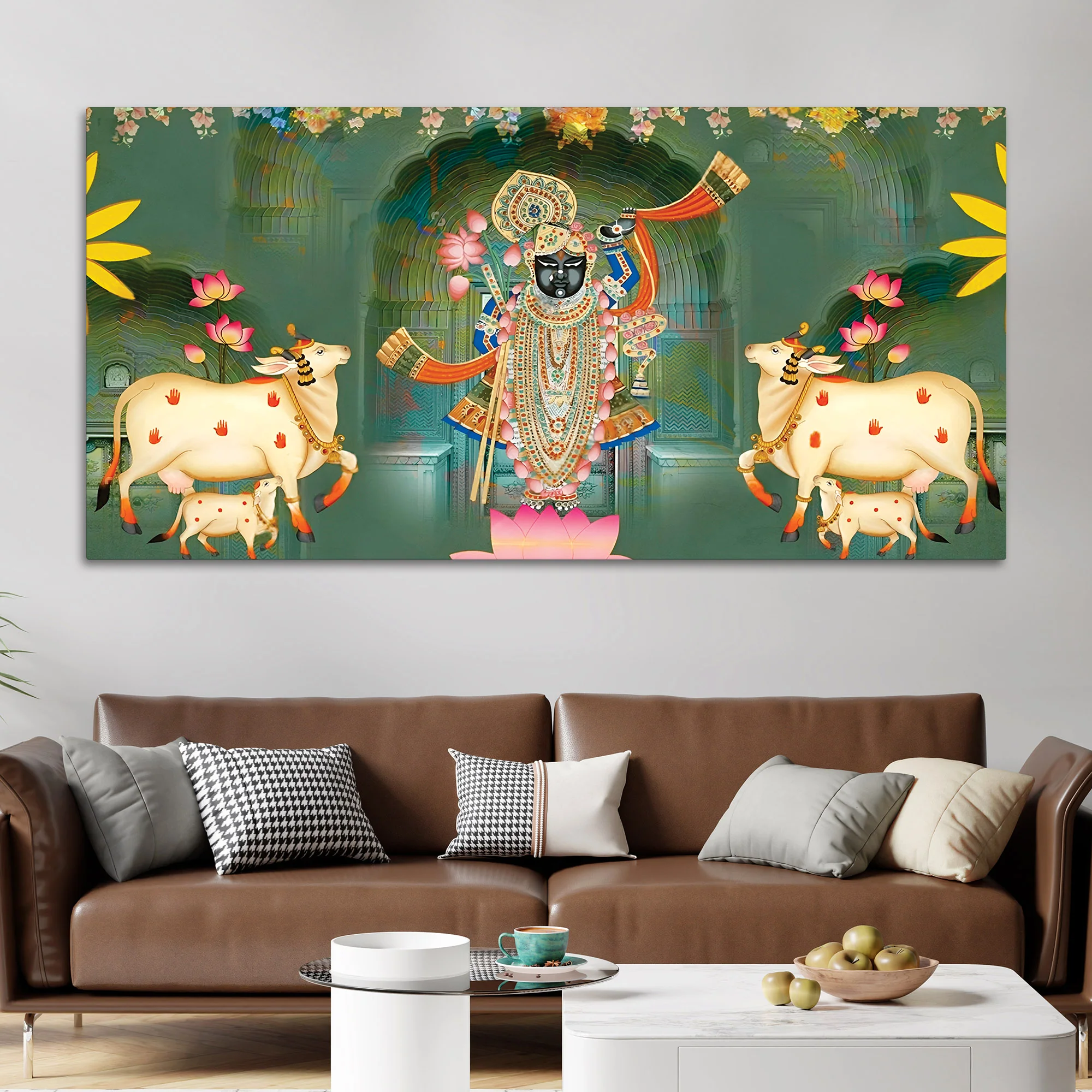 Nathdwara Style Shrinathji Pichwai Canvas Wall Painting - Image 2