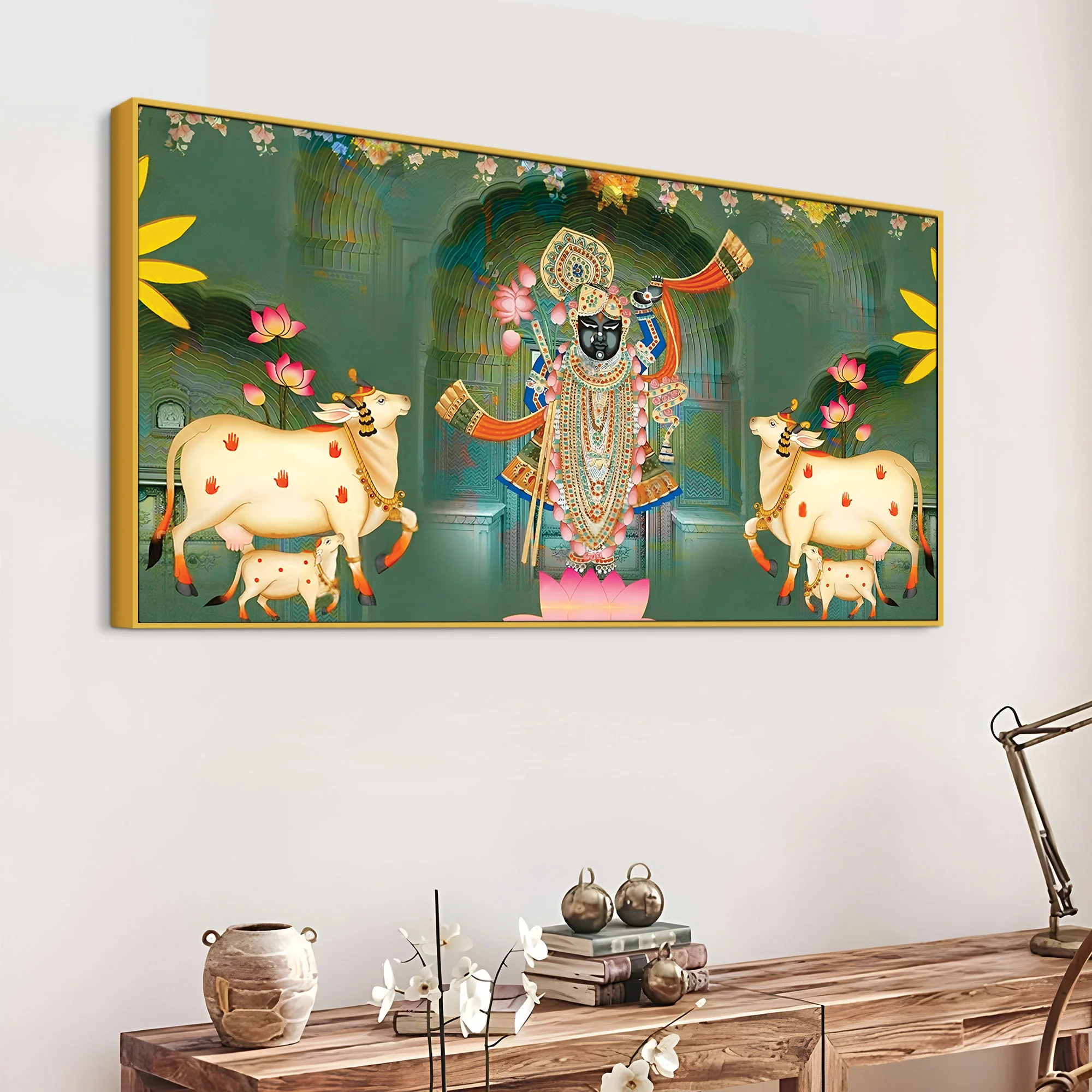 Nathdwara Style Shrinathji Pichwai Canvas Wall Painting - Image 4