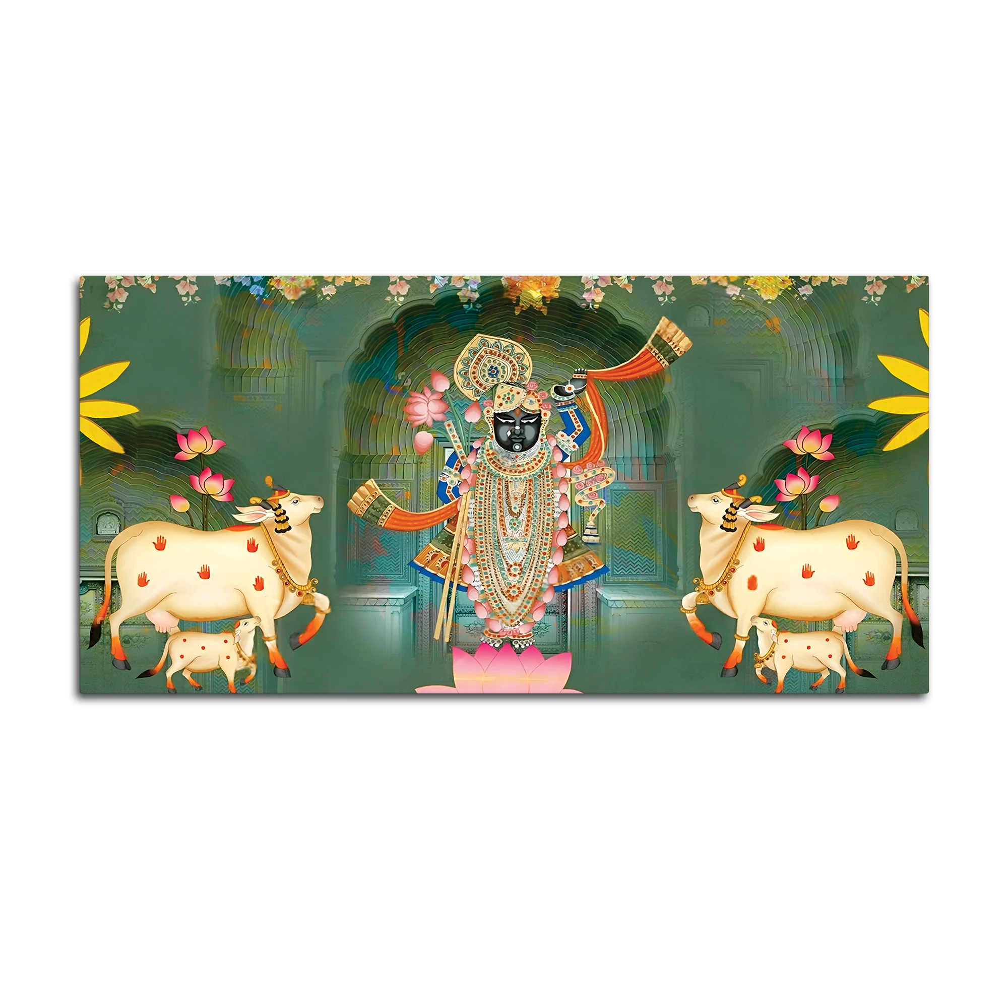 Nathdwara Style Shrinathji Pichwai Canvas Wall Painting - Image 7