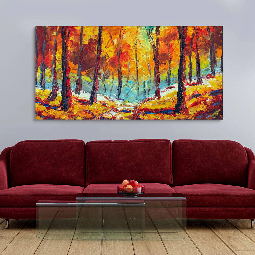 Nature Wall Painting of Colorful Autumn Season Forest - Image 2