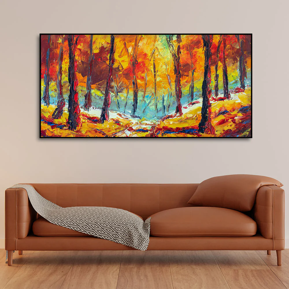 Nature Wall Painting of Colorful Autumn Season Forest - Image 3