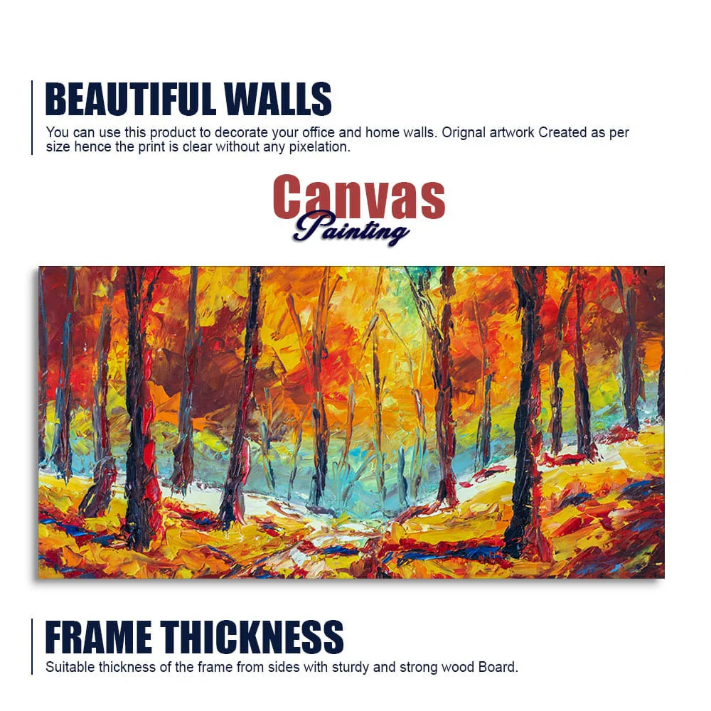 Nature Wall Painting of Colorful Autumn Season Forest - Image 5