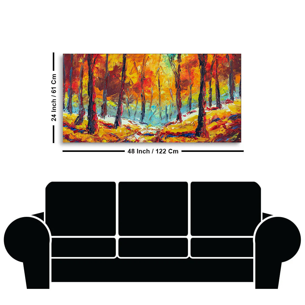 Nature Wall Painting of Colorful Autumn Season Forest - Image 7