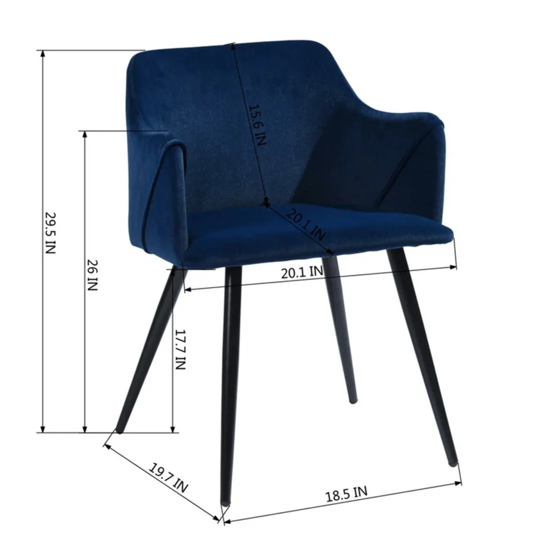 Navy Blue Luxury Cushion Velvet Lounge Chair - Image 8