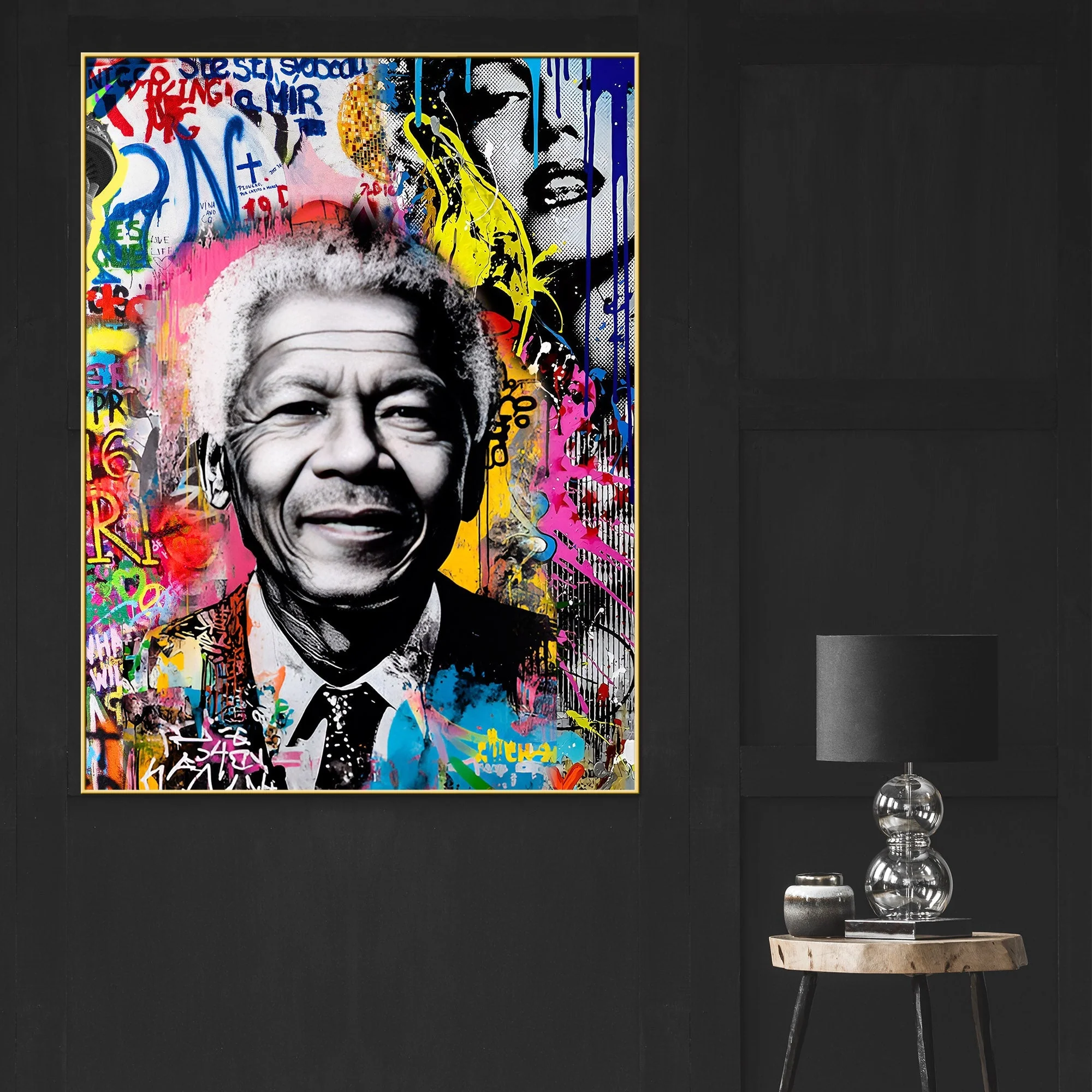 Nelson Mandela Street Art Portrait Cotton Canvas Wall Painting - Image 2