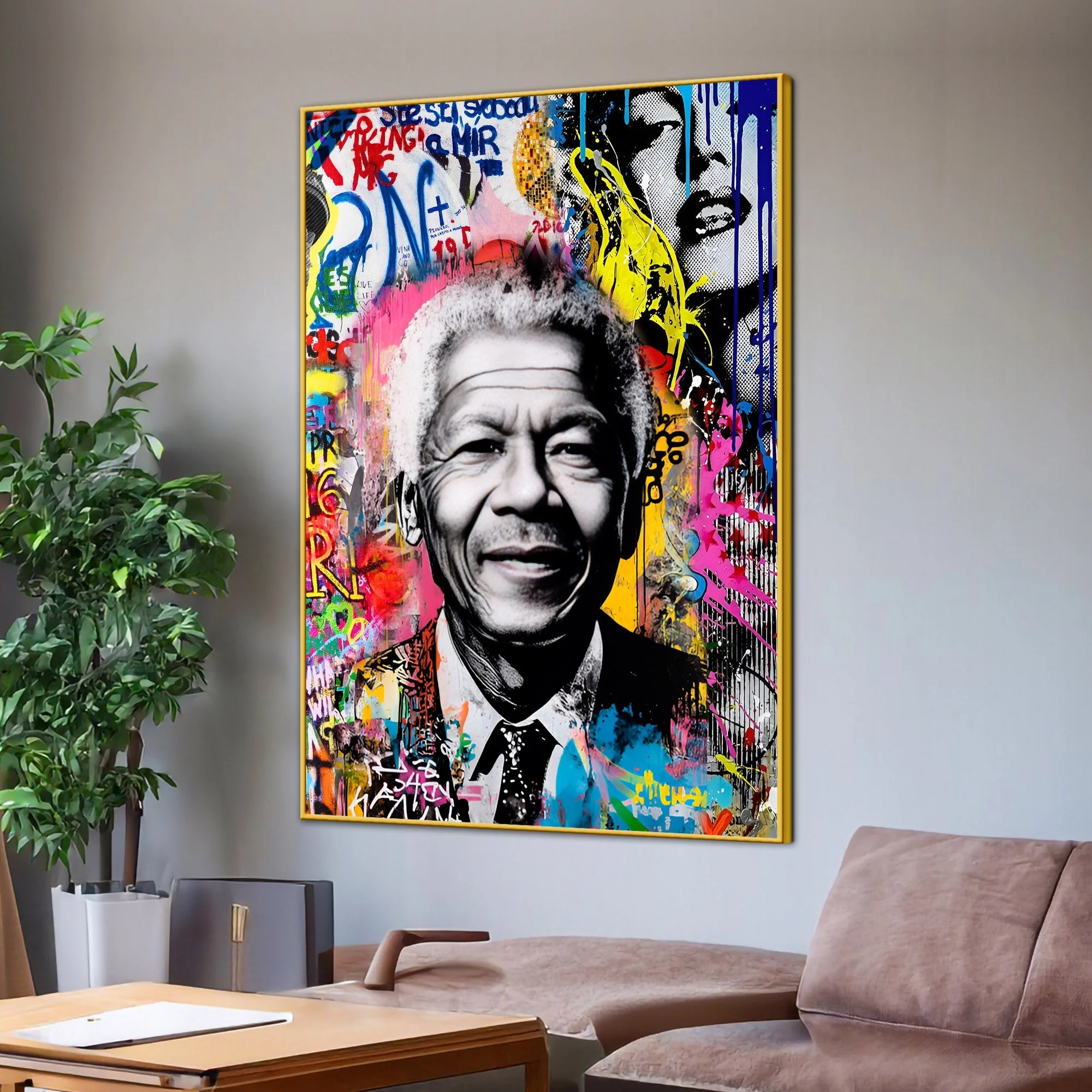 Nelson Mandela Street Art Portrait Cotton Canvas Wall Painting - Image 3