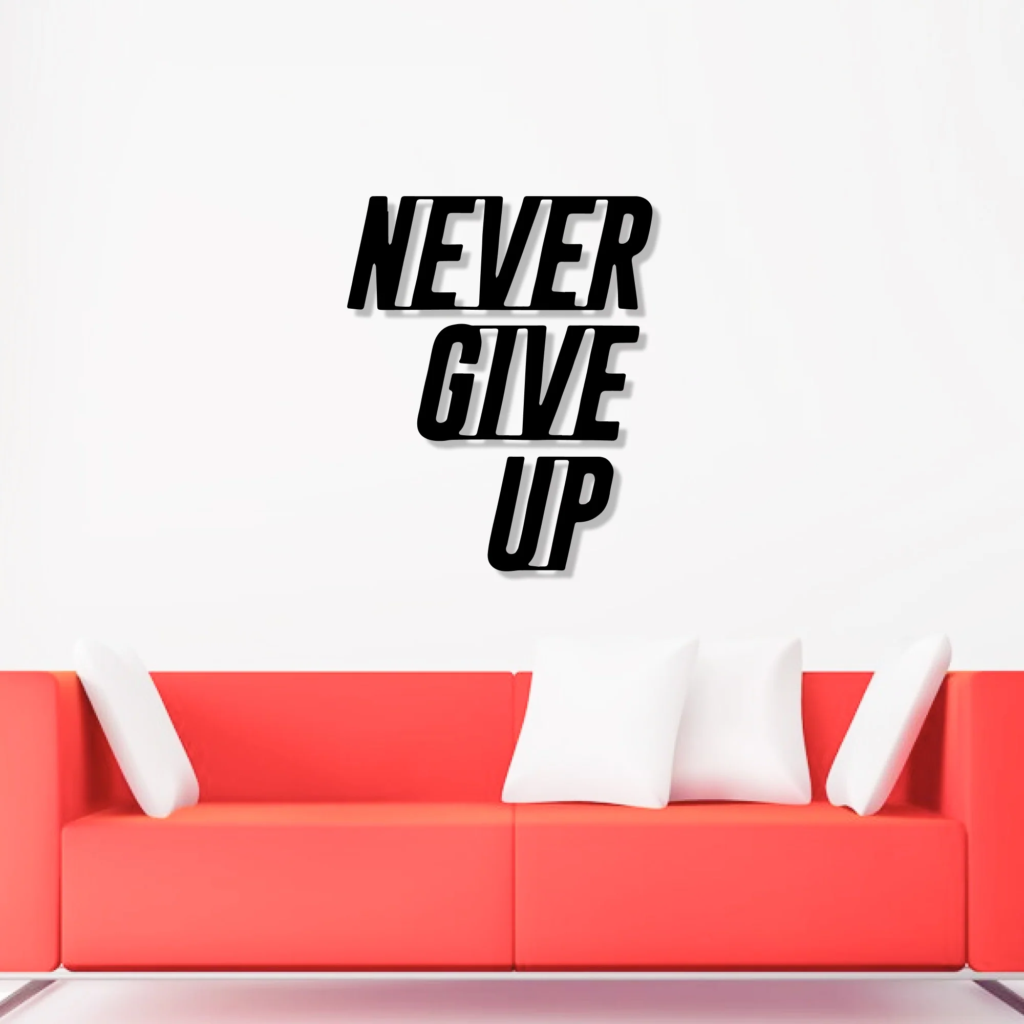 Never Give Up Text Metal Art Office Wall Decor - Image 2