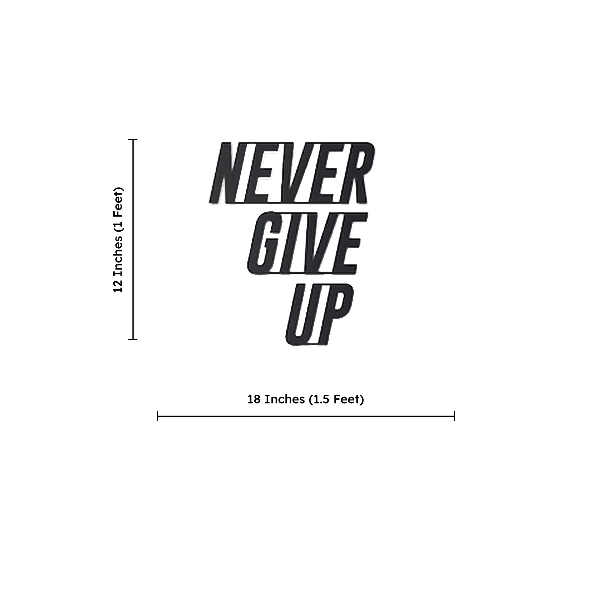 Never Give Up Text Metal Art Office Wall Decor - Image 4