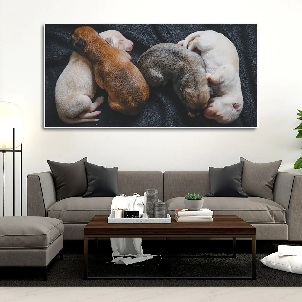 New Born Puppies Premium Canvas Wall Painting - Image 3