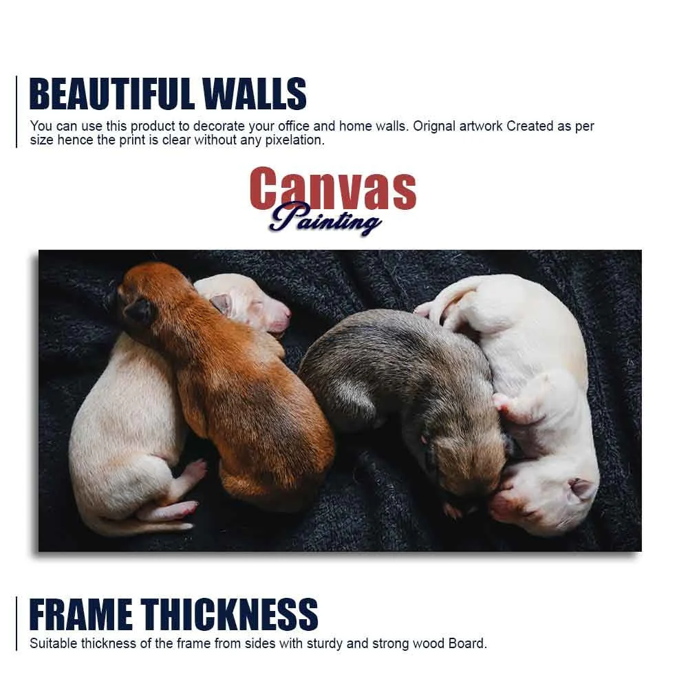 New Born Puppies Premium Canvas Wall Painting - Image 6