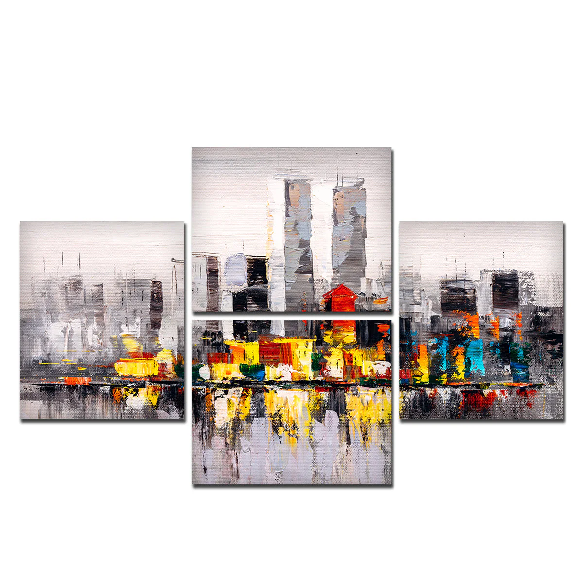 New York City Skyline Premium 4 Pieces Wall Painting - Image 4