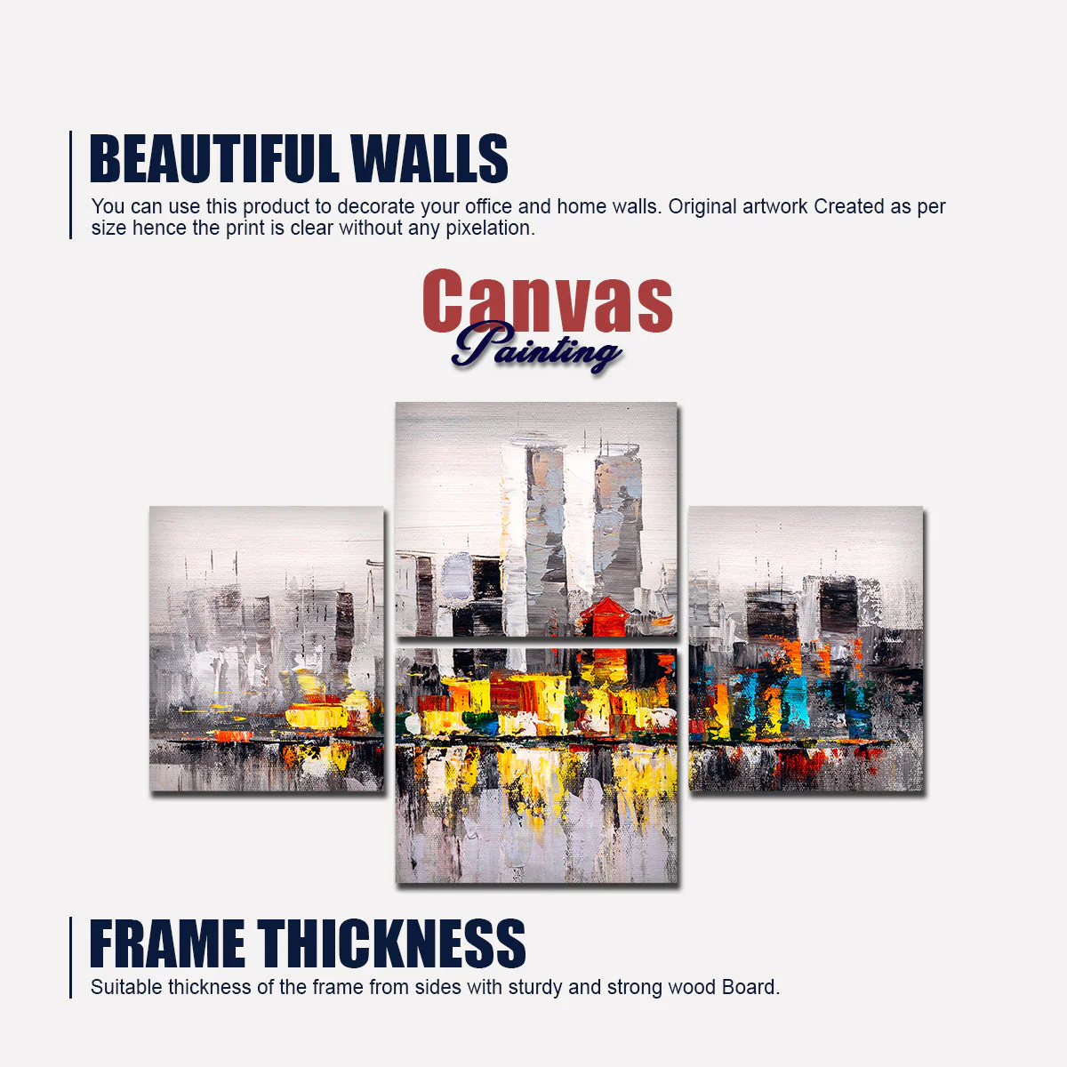 New York City Skyline Premium 4 Pieces Wall Painting - Image 5