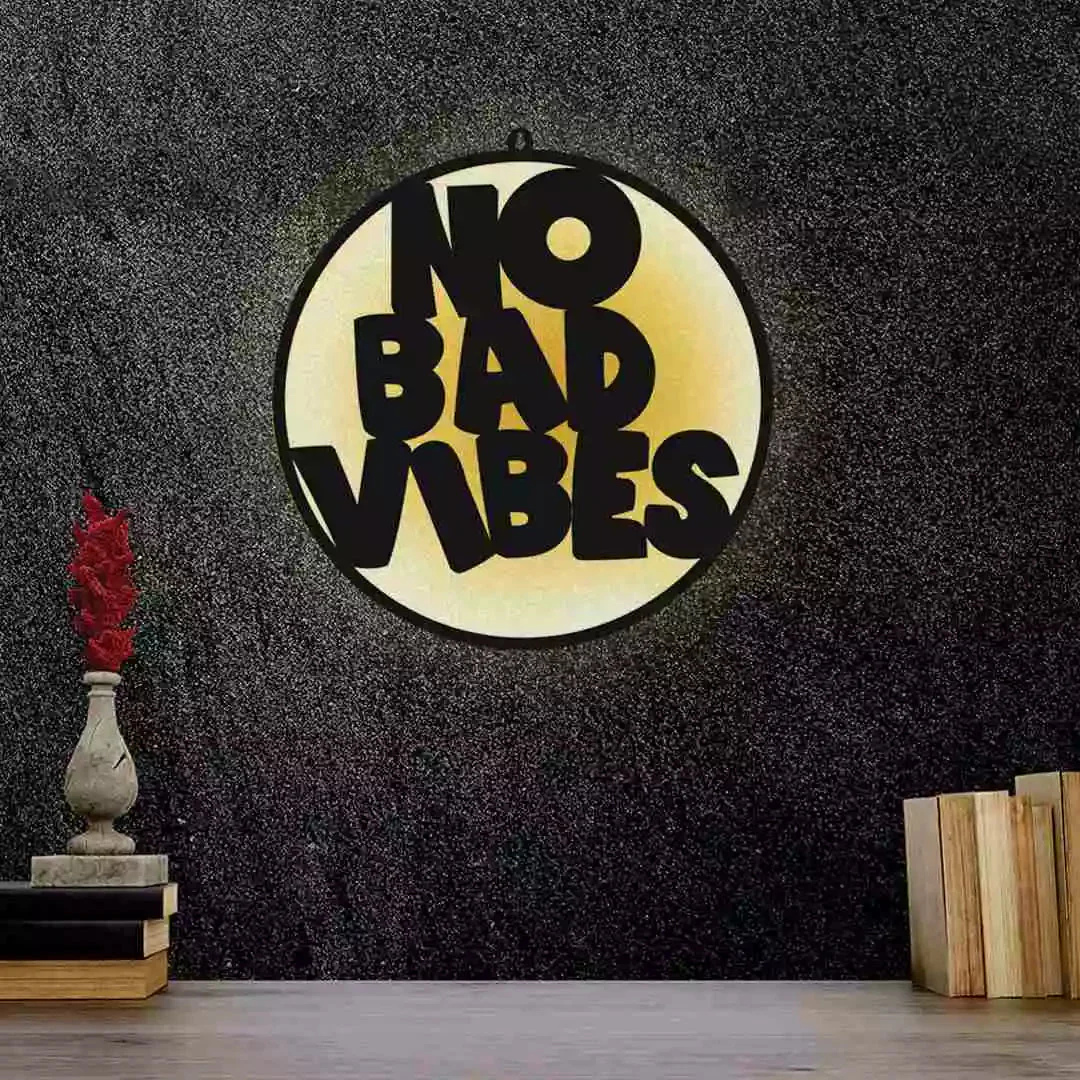 No Bad Vibes LED Wall Art Light for Modern Room Wall Decor - Image 2