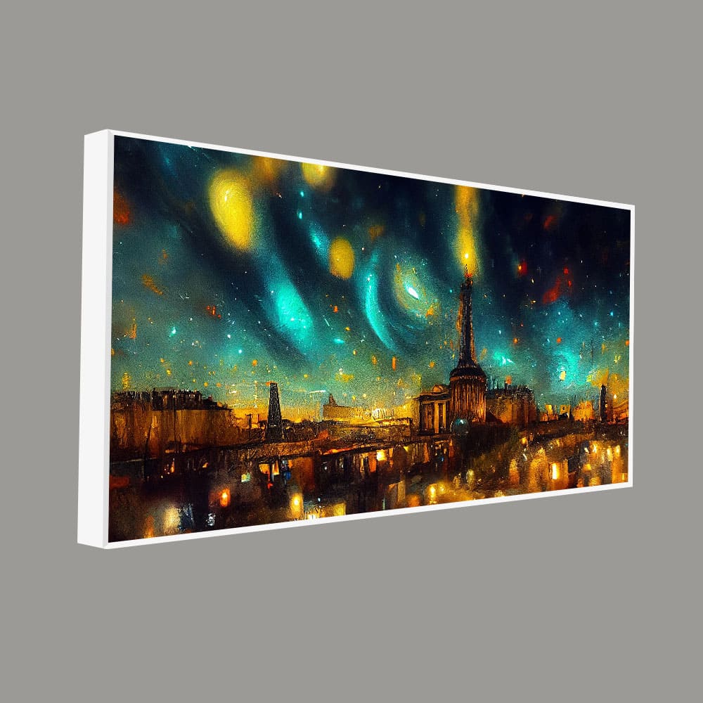 Northern Lights Over Paris City Premium Wall Painting - Image 5