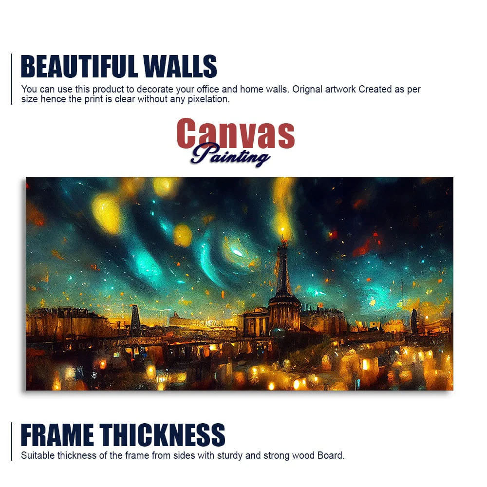 Northern Lights Over Paris City Premium Wall Painting - Image 6