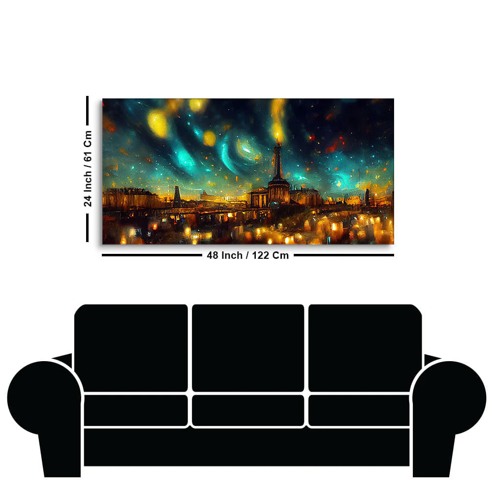 Northern Lights Over Paris City Premium Wall Painting - Image 7
