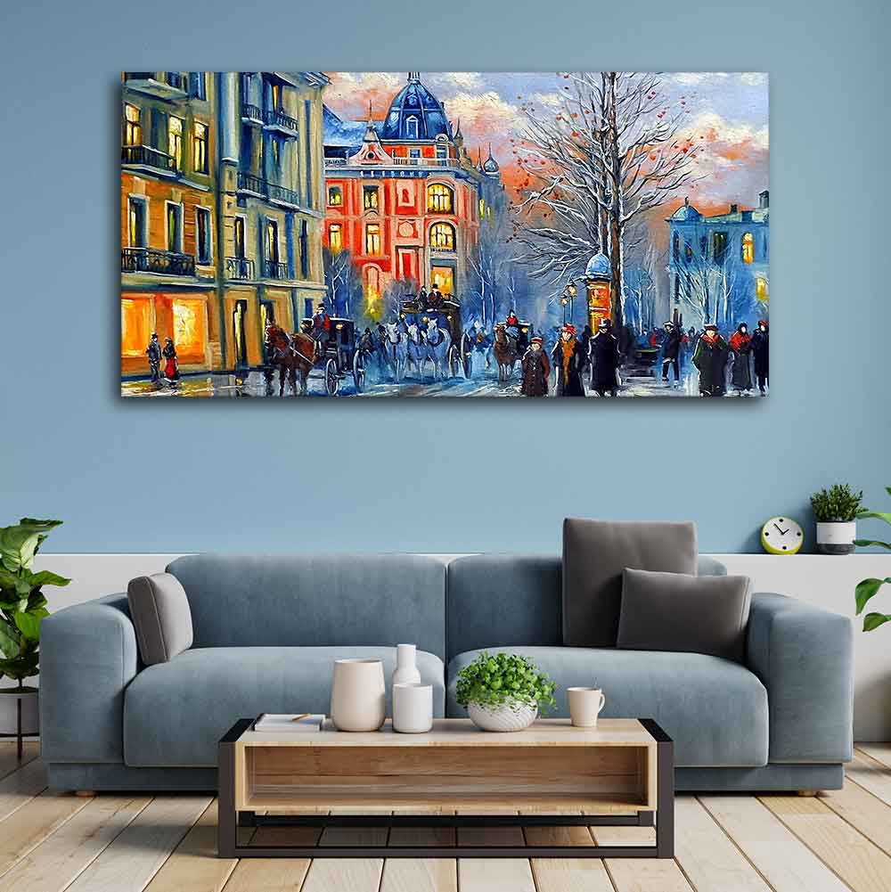 Old City in Winters Canvas Wall Painting - Image 3