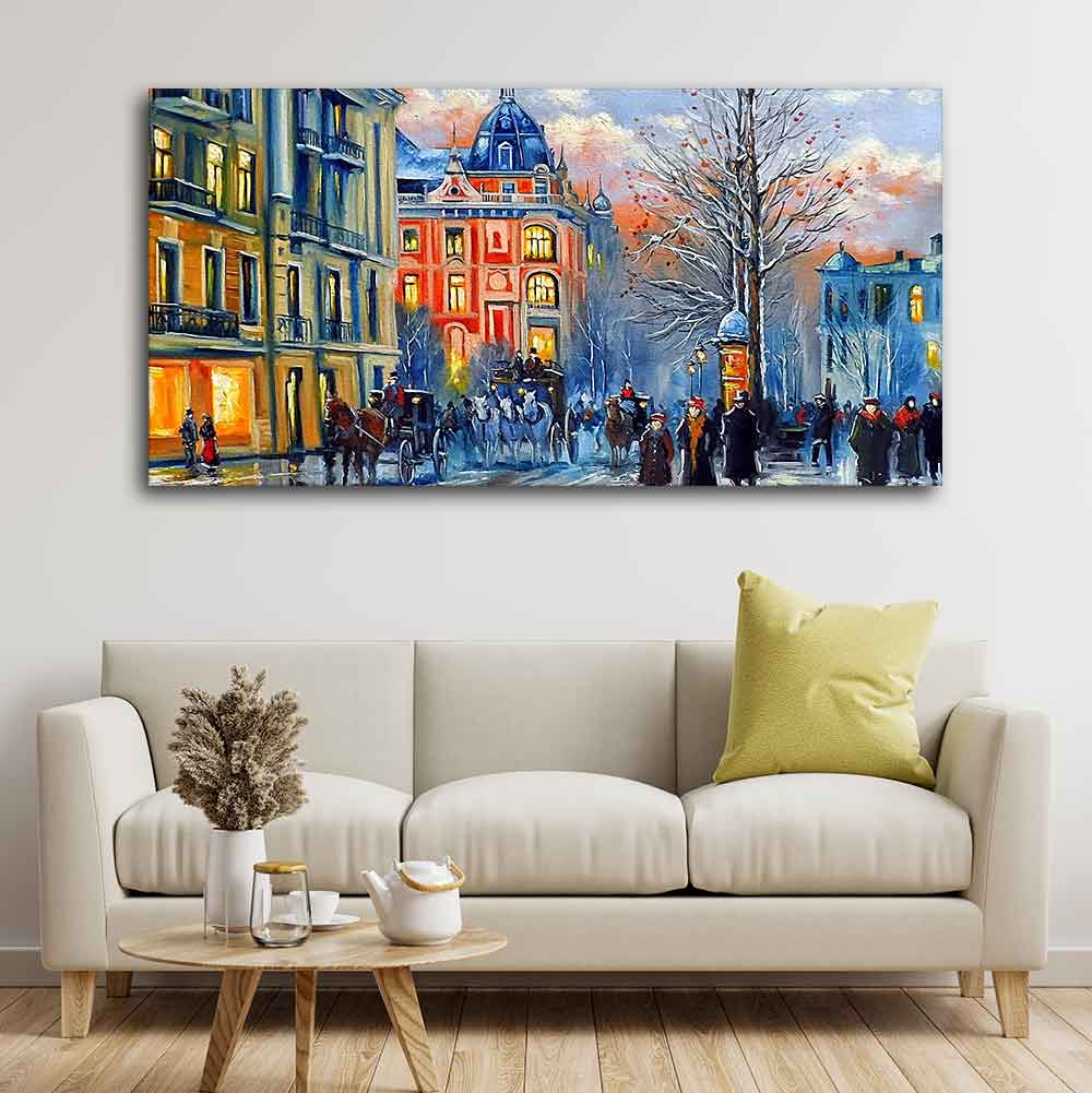 Old City in Winters Canvas Wall Painting - Image 4