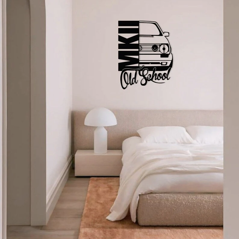 Old School Car Metal Wall Art for Café & Home Decor