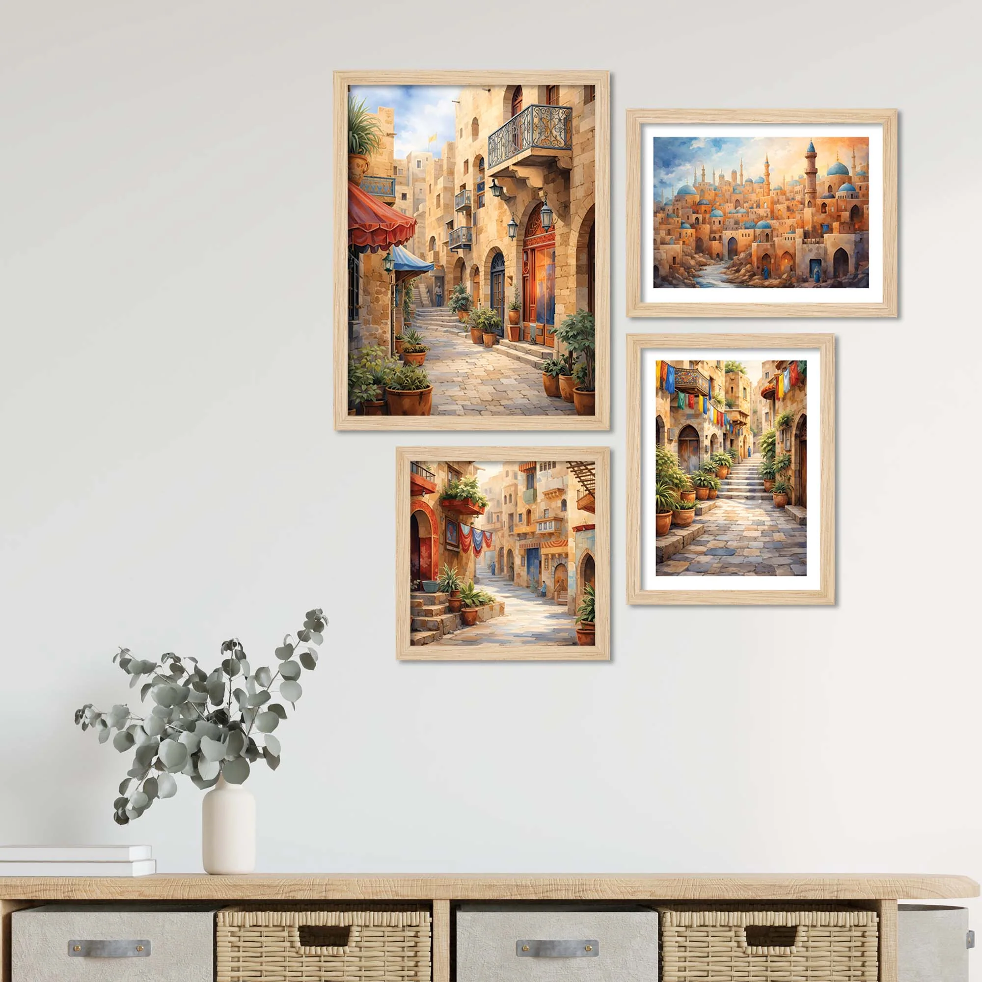 Old Town Street Wall Frame Set of Four - Image 2