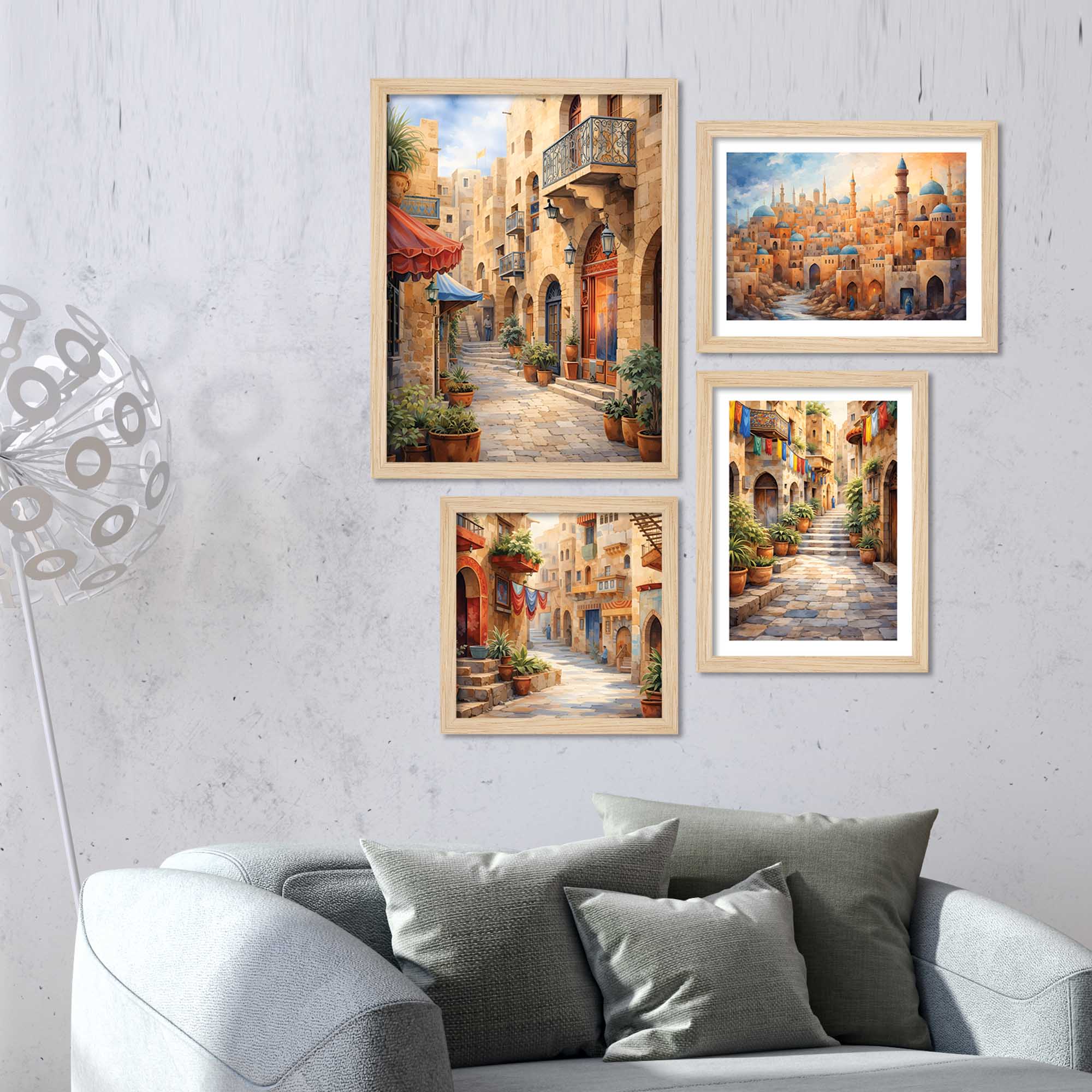 Old Town Street Wall Frame Set of Four - Image 3