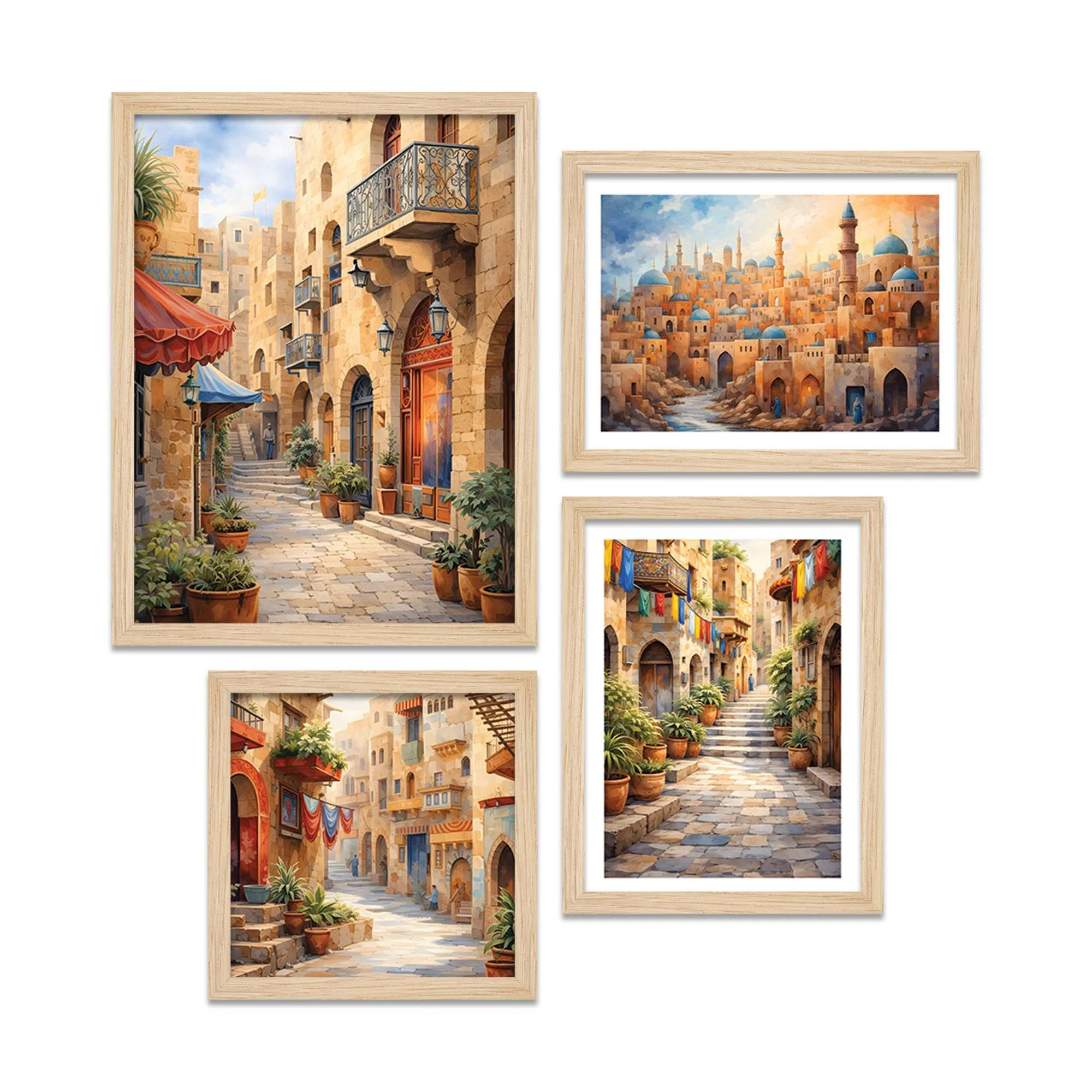 Old Town Street Wall Frame Set of Four - Image 4