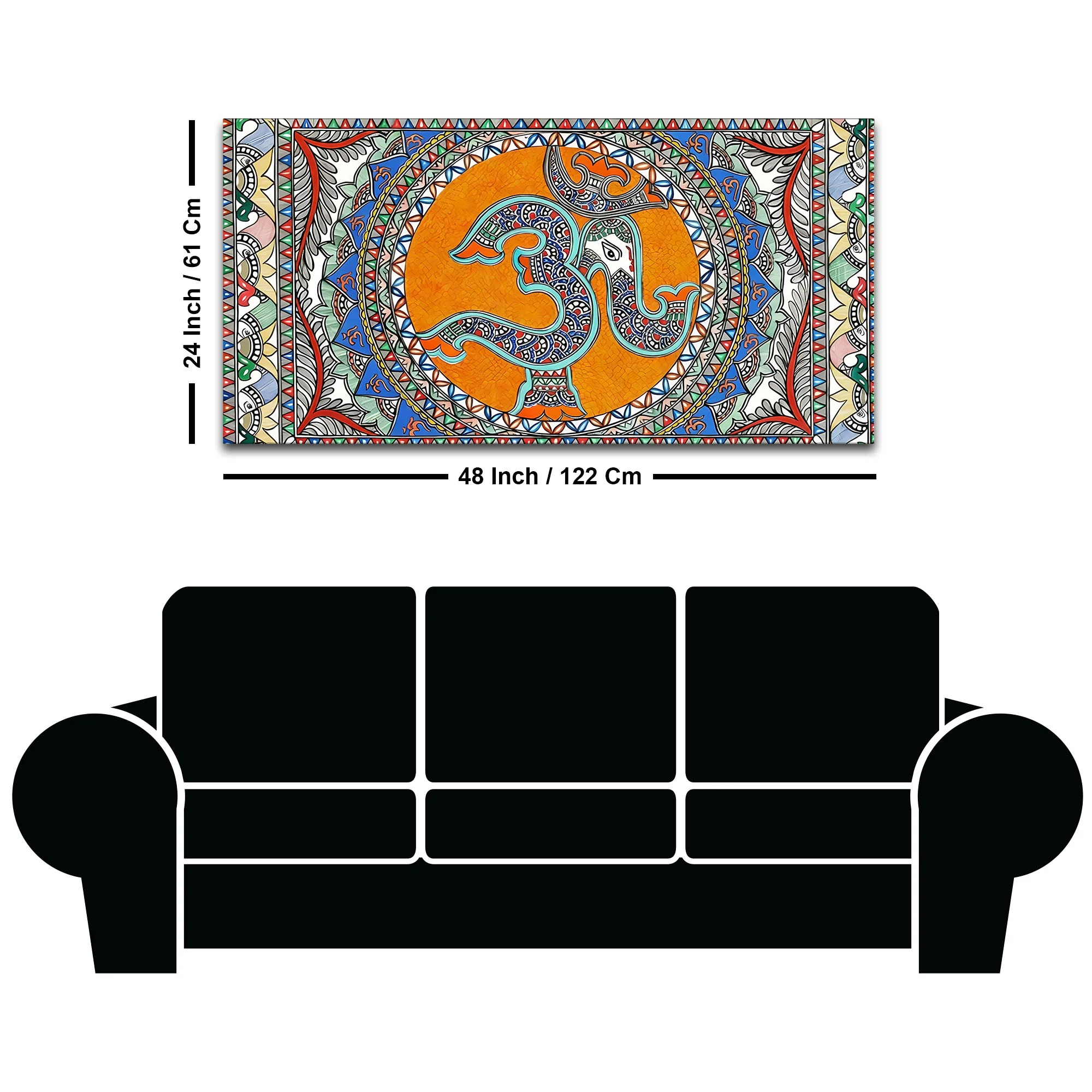 Om Ganesha Madhubani Style Canvas Wall Painting for Spiritual Indian Home Decor - Image 8