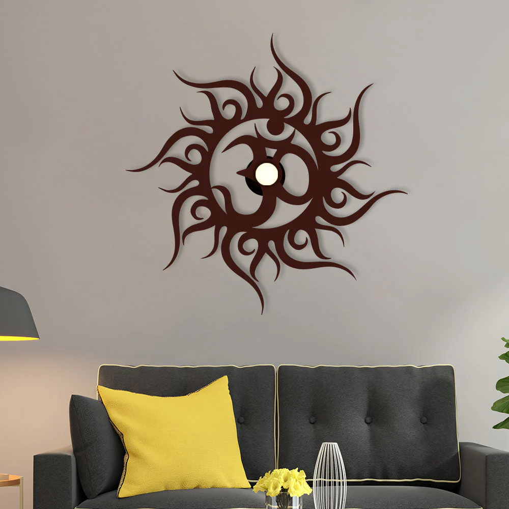 Om Text in Sun Design Shadow Lamp - Image 2