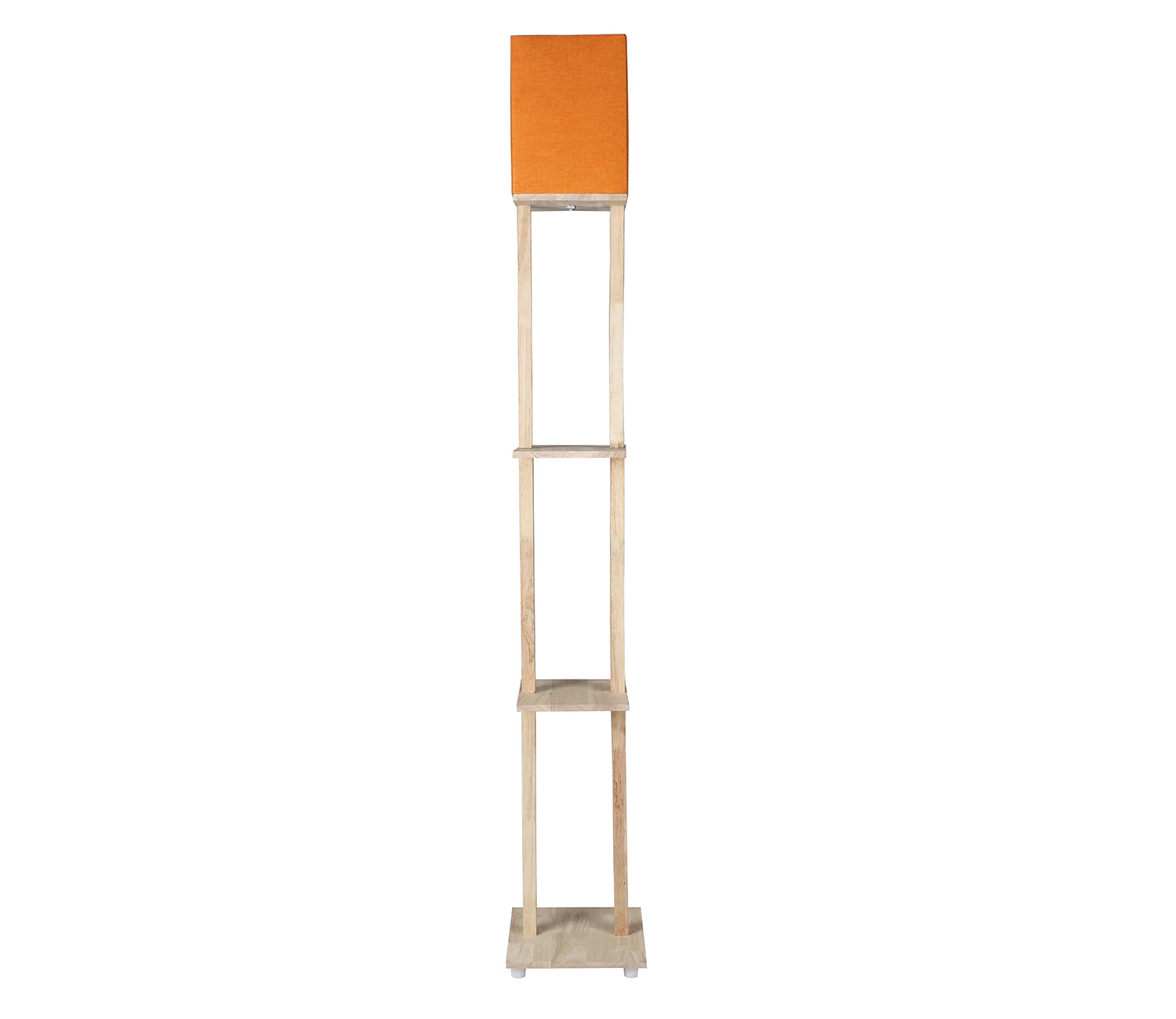 Orange Color Cotton Shade 3 Tier Shelf Storage Solid Wooden Floor Lamp - Image 4