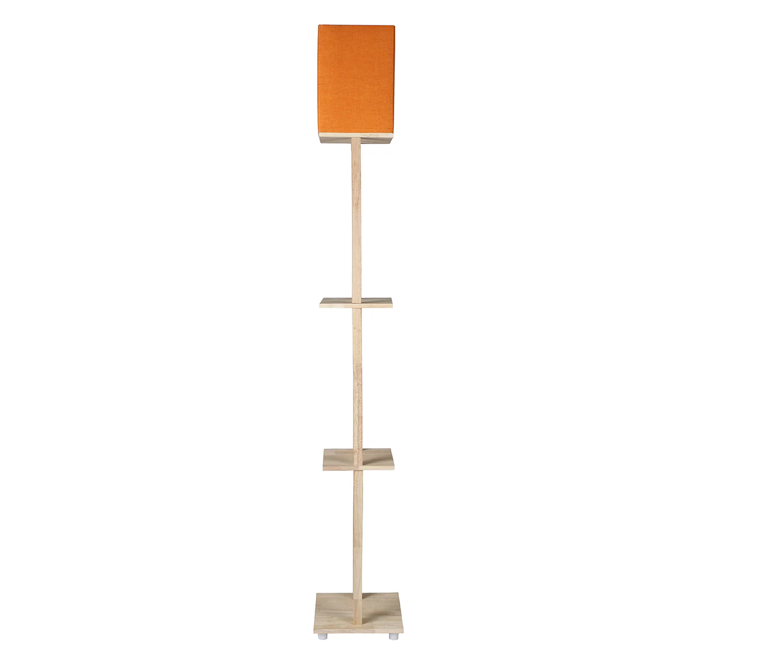 Orange Color Cotton Shade 3 Tier Shelf Storage Solid Wooden Floor Lamp - Image 5