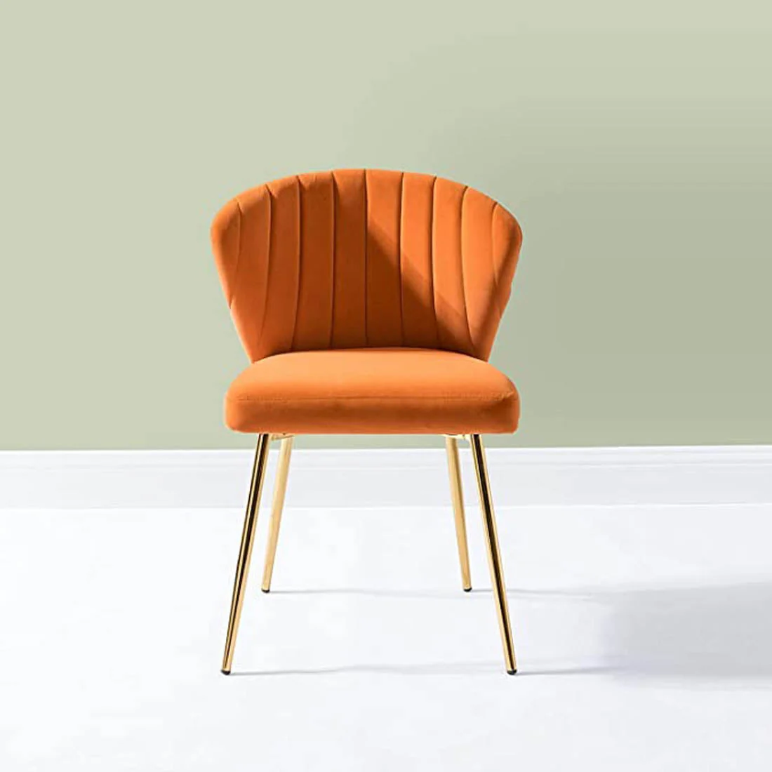 Orange Velvet Tufted Luxurious Lounge Chair - Image 2