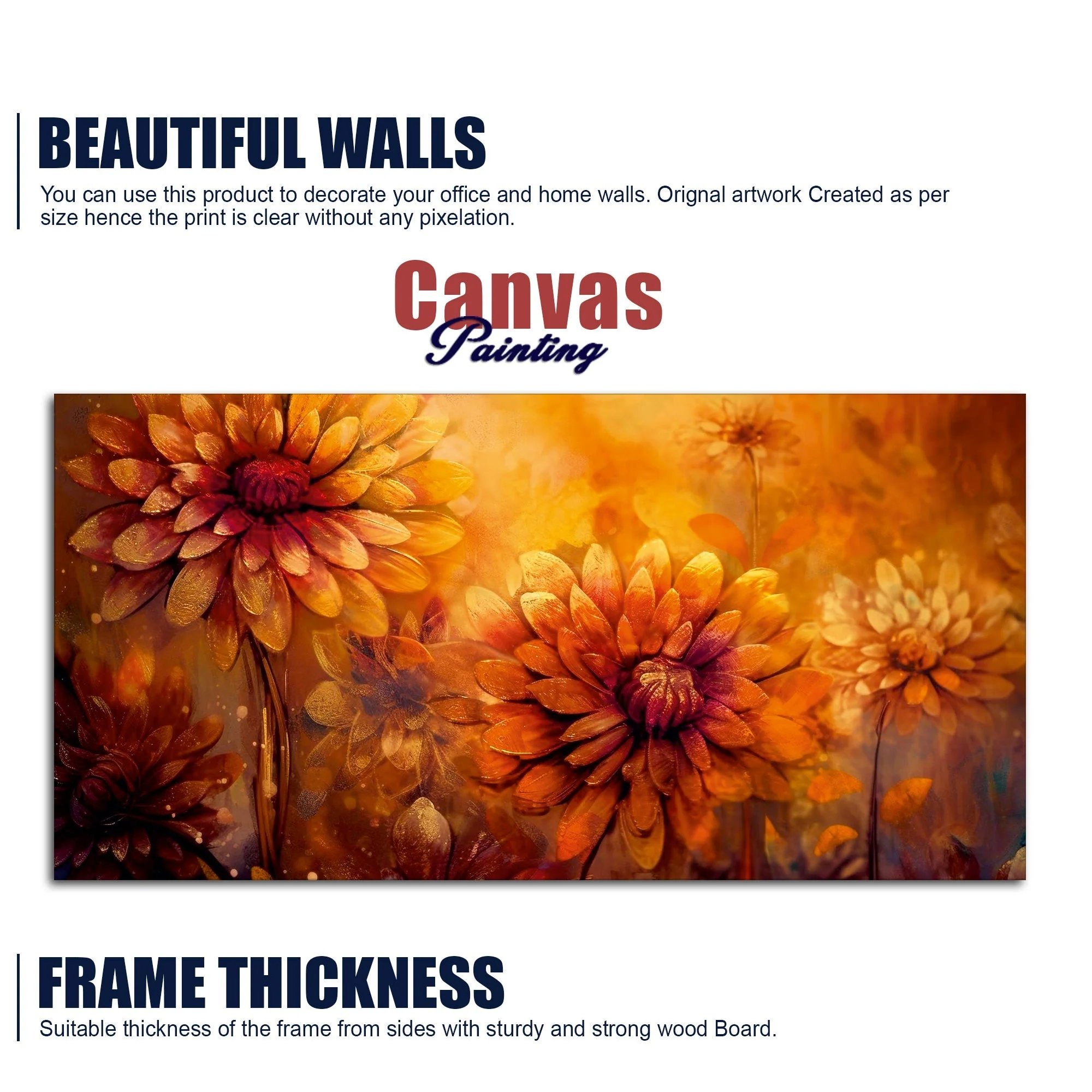 Ornate Flower Art Premium Canvas Wall Painting - Image 6