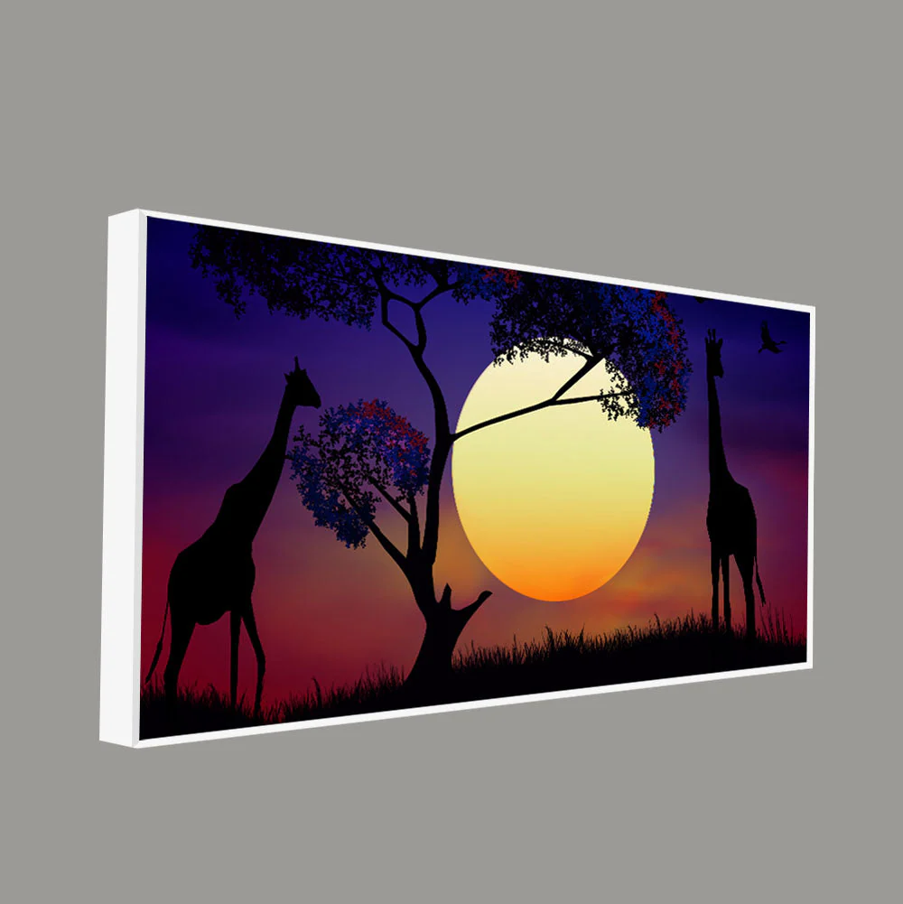 Pair of Giraffe at Night Canvas Wall Painting - Image 5