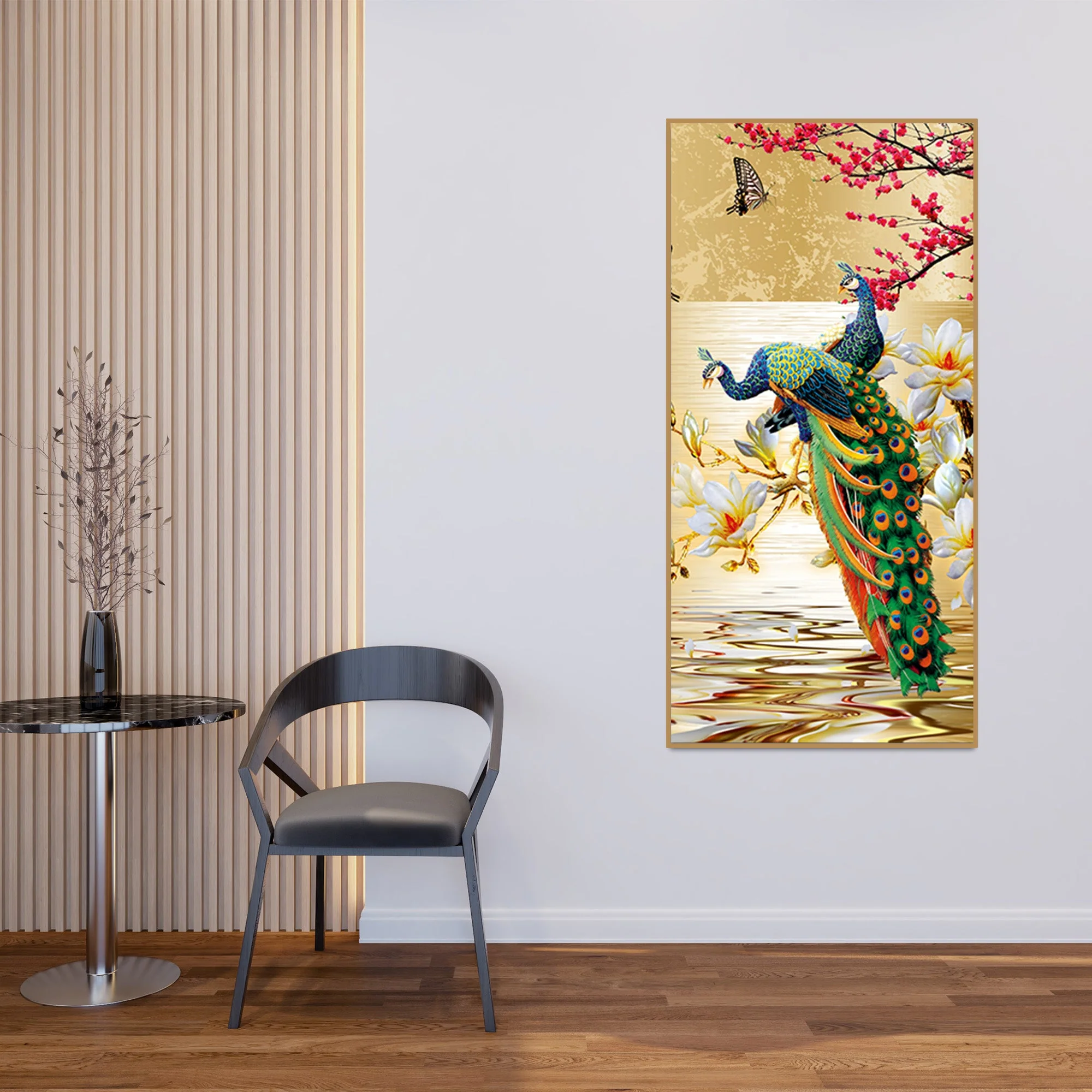 Pair of Peacock Canvas Wall Painting - Image 2
