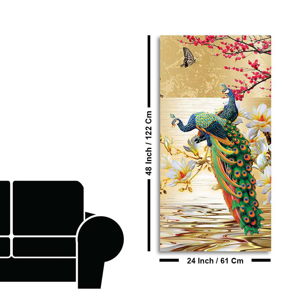 Pair of Peacock Canvas Wall Painting - Image 9