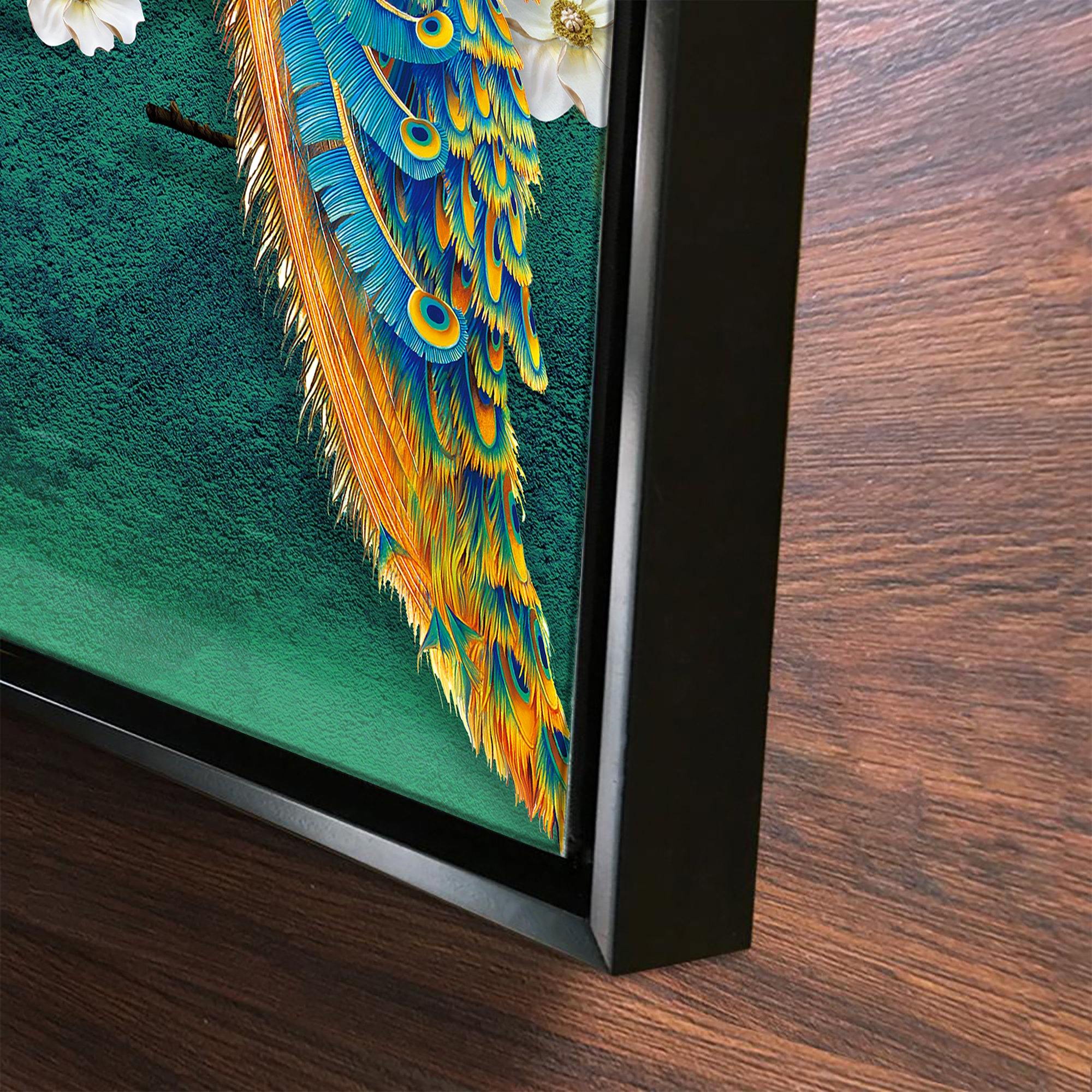 Pair of Peacock Floating Canvas Wall Painting Frame - Image 6
