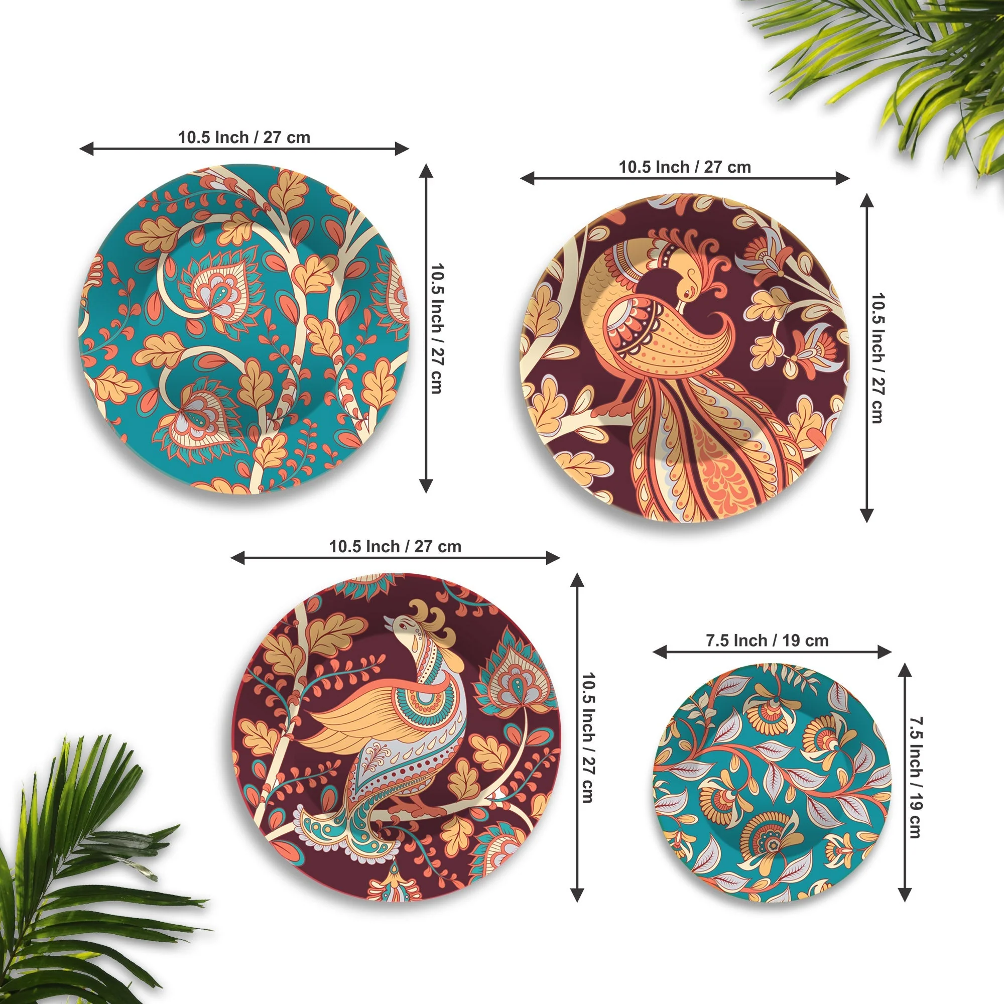 Paisley Artistic Pattern Premium Wall Plates Painting Set of Four - Image 6