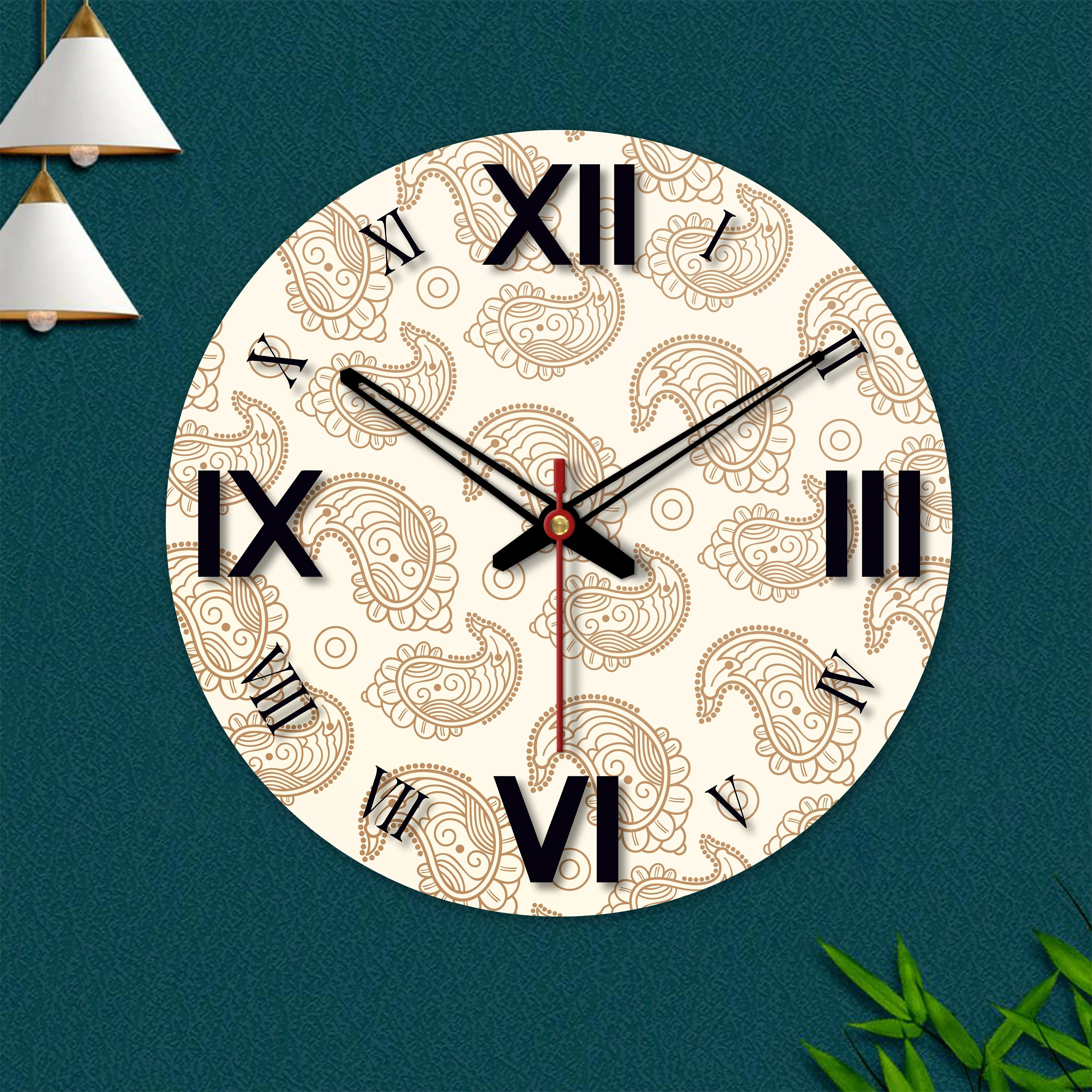 Paisley Design Wooden Wall Clock For Living Room - Image 5