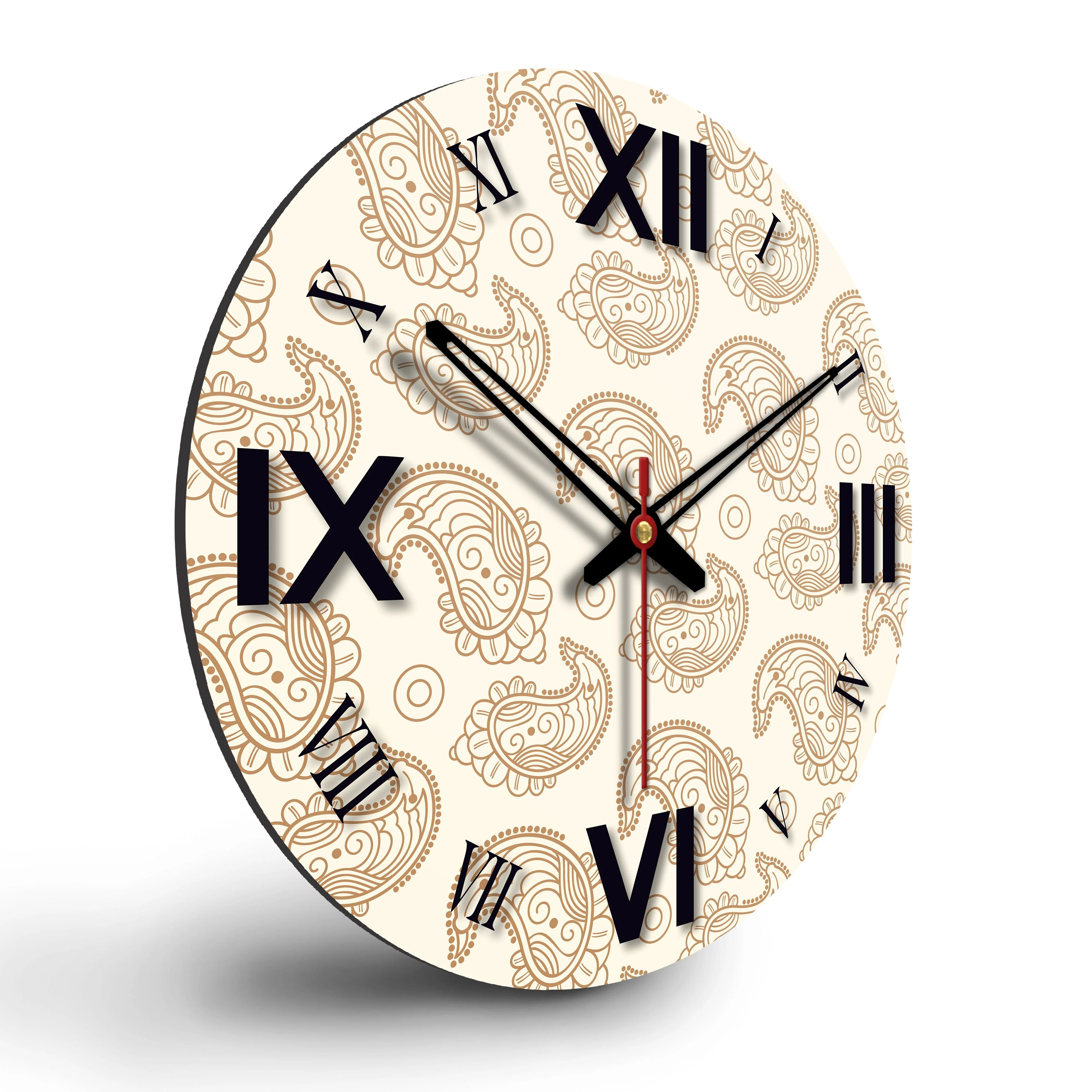 Paisley Design Wooden Wall Clock For Living Room - Image 6