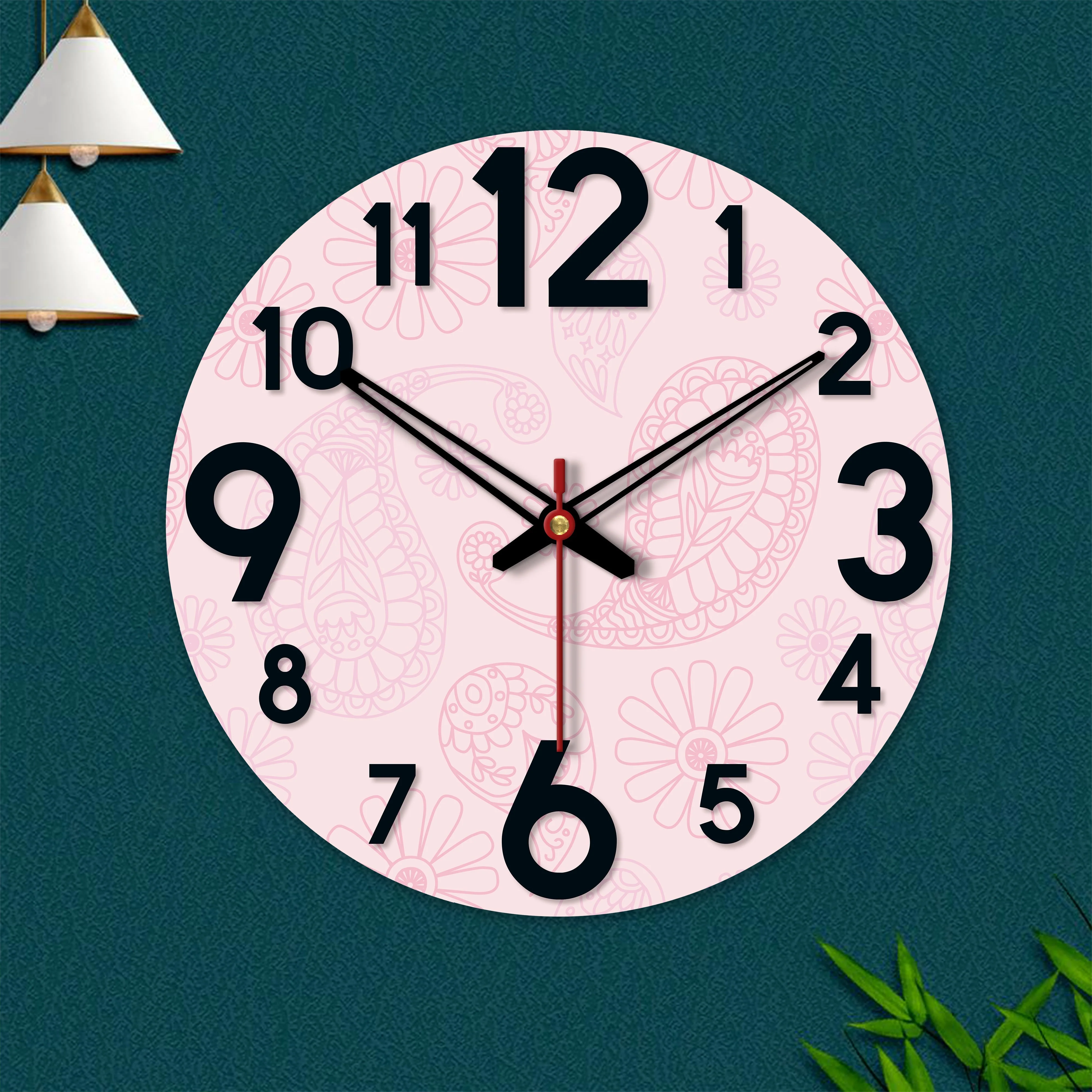 Paisley Pattern Wooden Wall Clock - Image 5